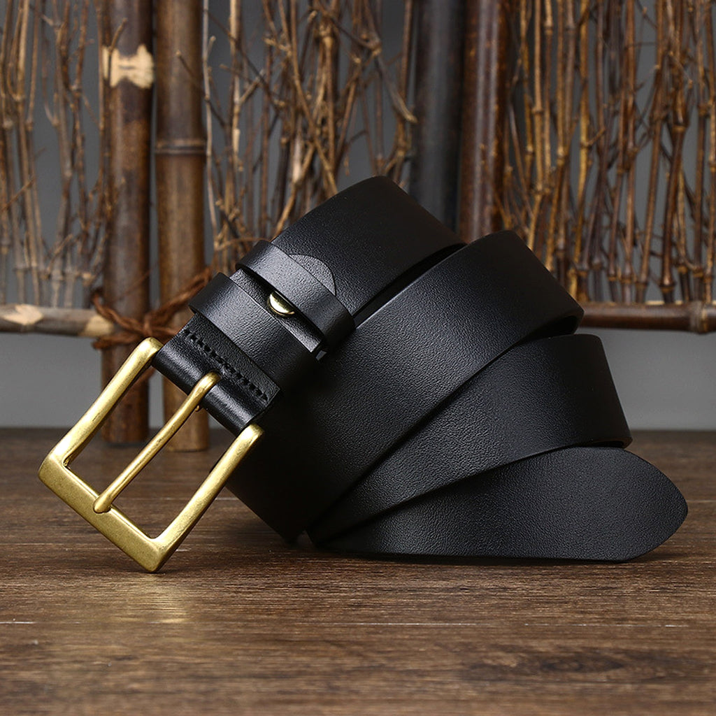 Men's Leather Pin Buckle First Layer Cowhide Simple Glossy Casual Pants Belt - enhanced image 4