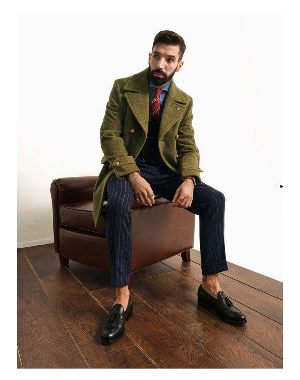 A1. Men's Mid-length Long Sleeve Woolen Coat - enhanced image 4