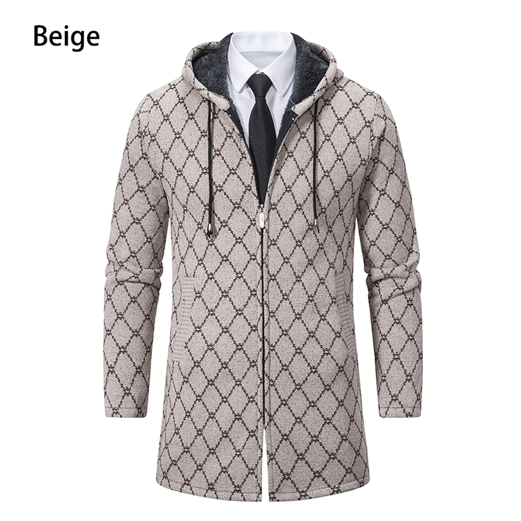 Men's Mid-length Sweater Fashion Casual Hooded Coat - enhanced image 4