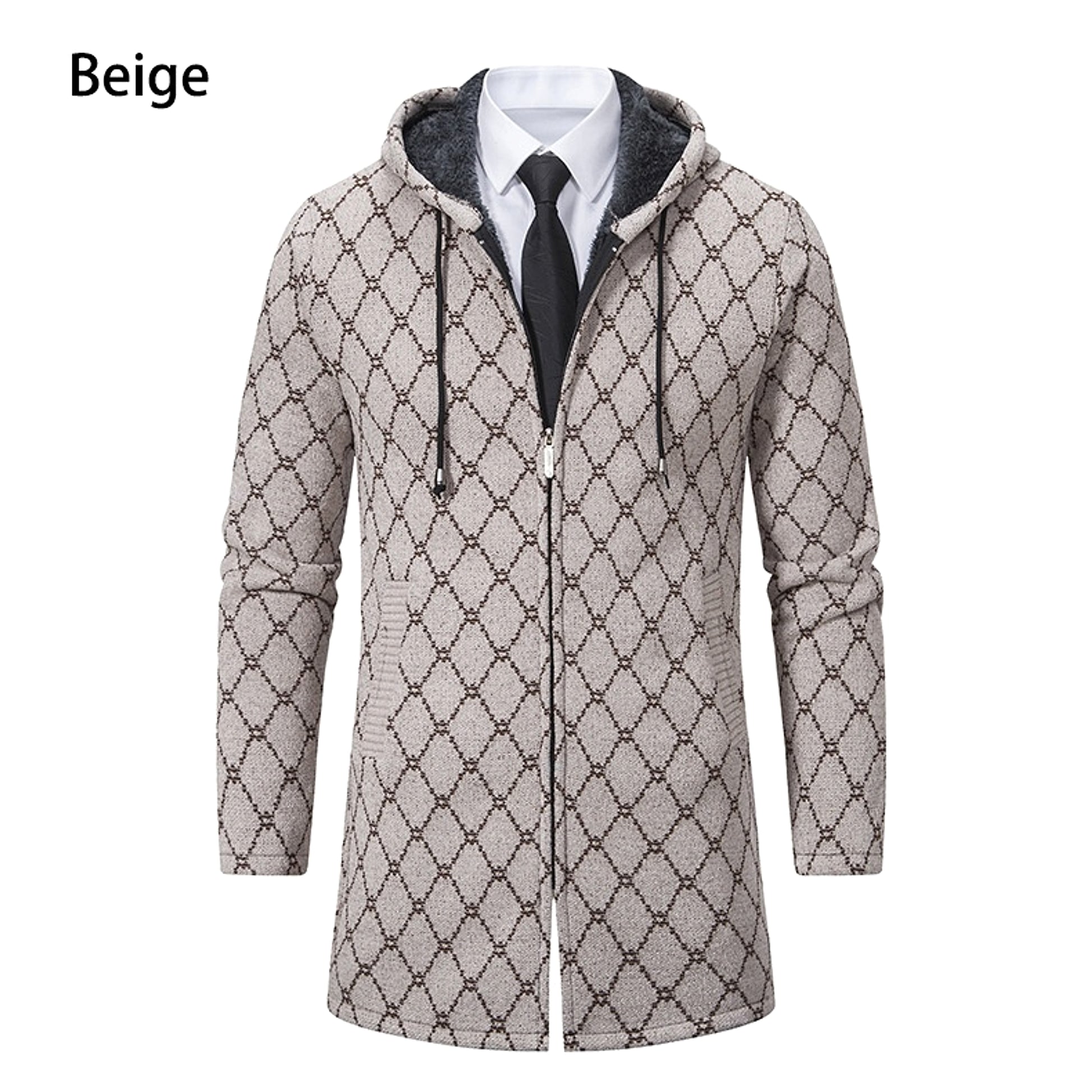 Men's Mid-length Sweater Fashion Casual Hooded Coat - enhanced image 4