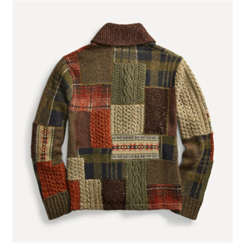 Men's Patchwork Colorblock Cardigan – Casual Retro Sweater Coat - enhanced image 4