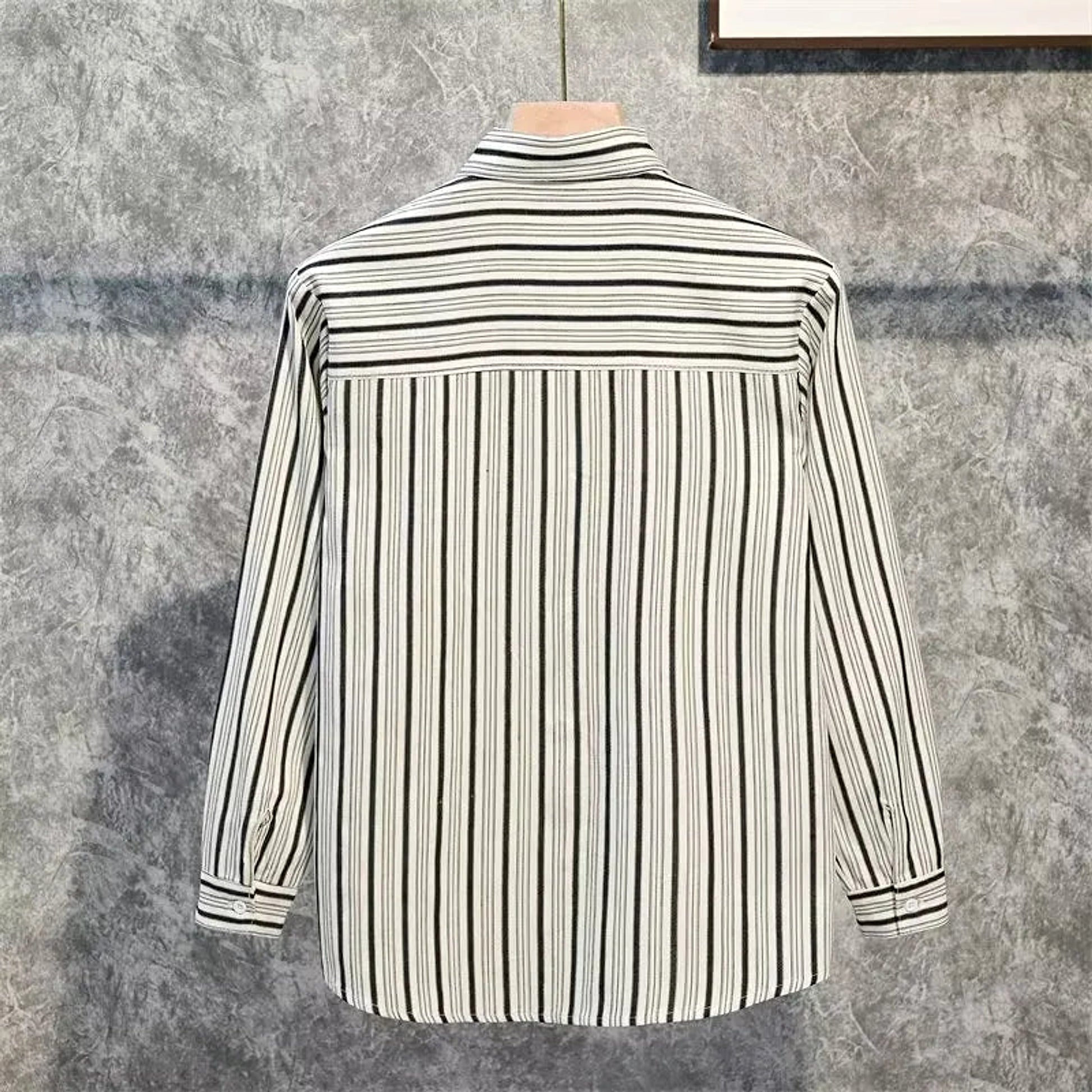 Men's Plus Size Striped Long Sleeve Button-Down Shirt - enhanced image 4