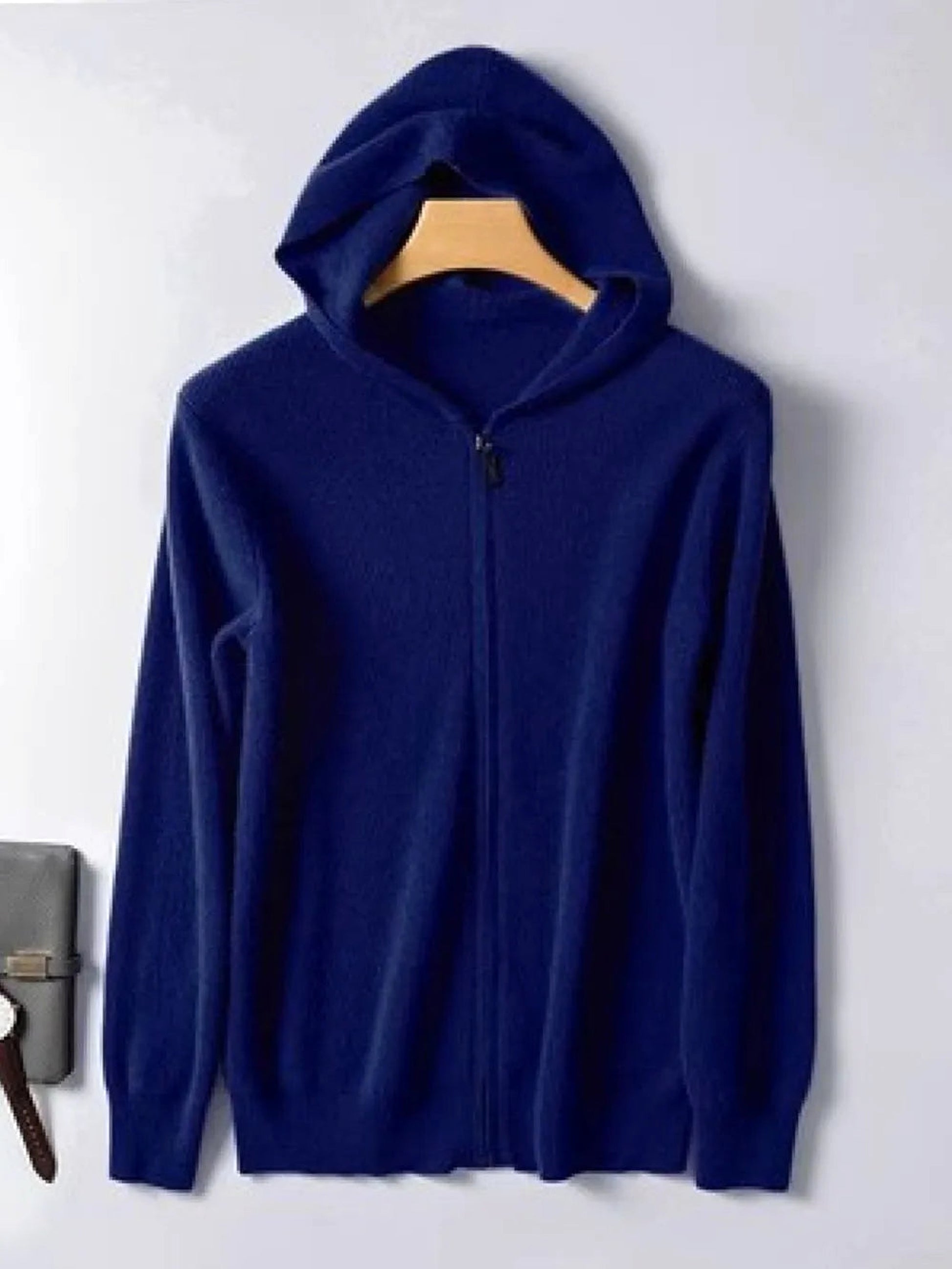 Men's Plus Size Zip-Up Hooded Knit Cardigan - enhanced image 4