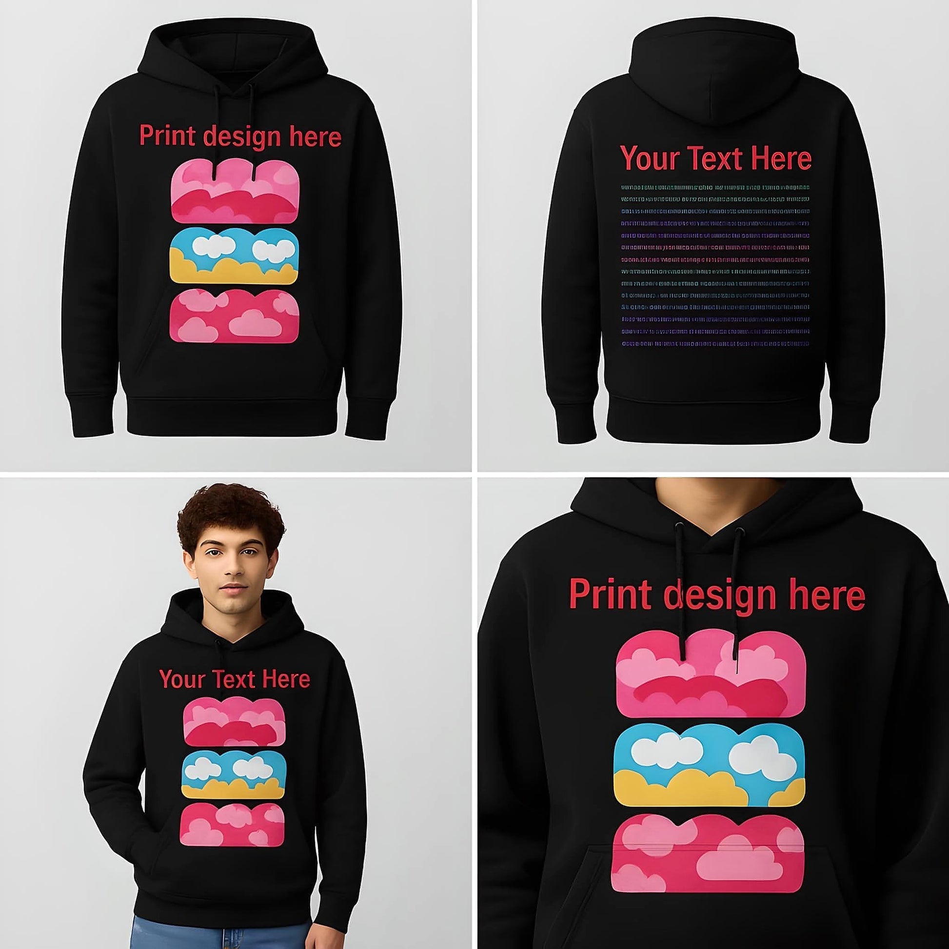 Men's Customizable Printed Long-Sleeved Hoodie - enhanced image 4