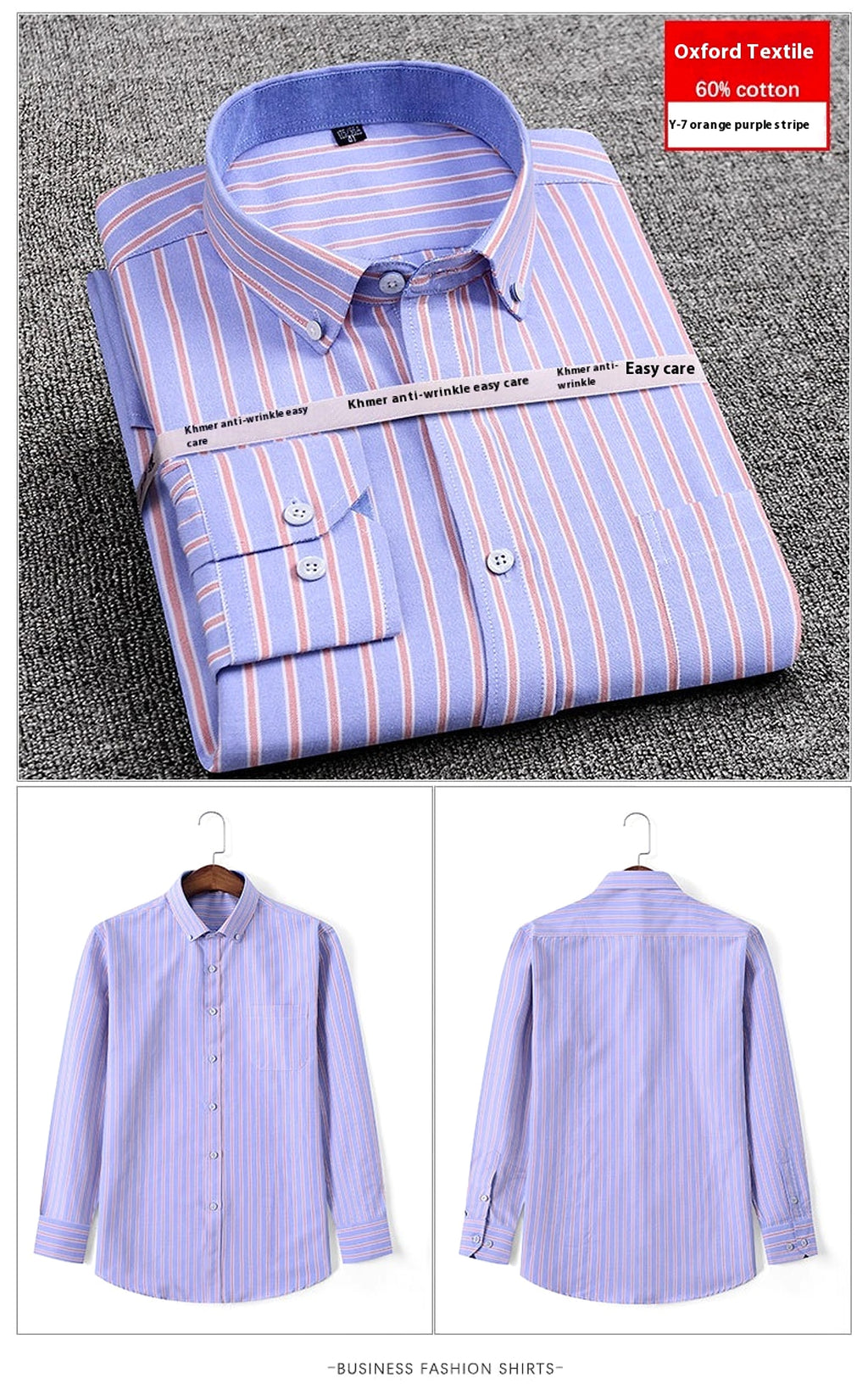 Men's Purified Cotton Long Sleeve DressShirt Anti-wrinkle Heartless Slim Fit - enhanced image 4