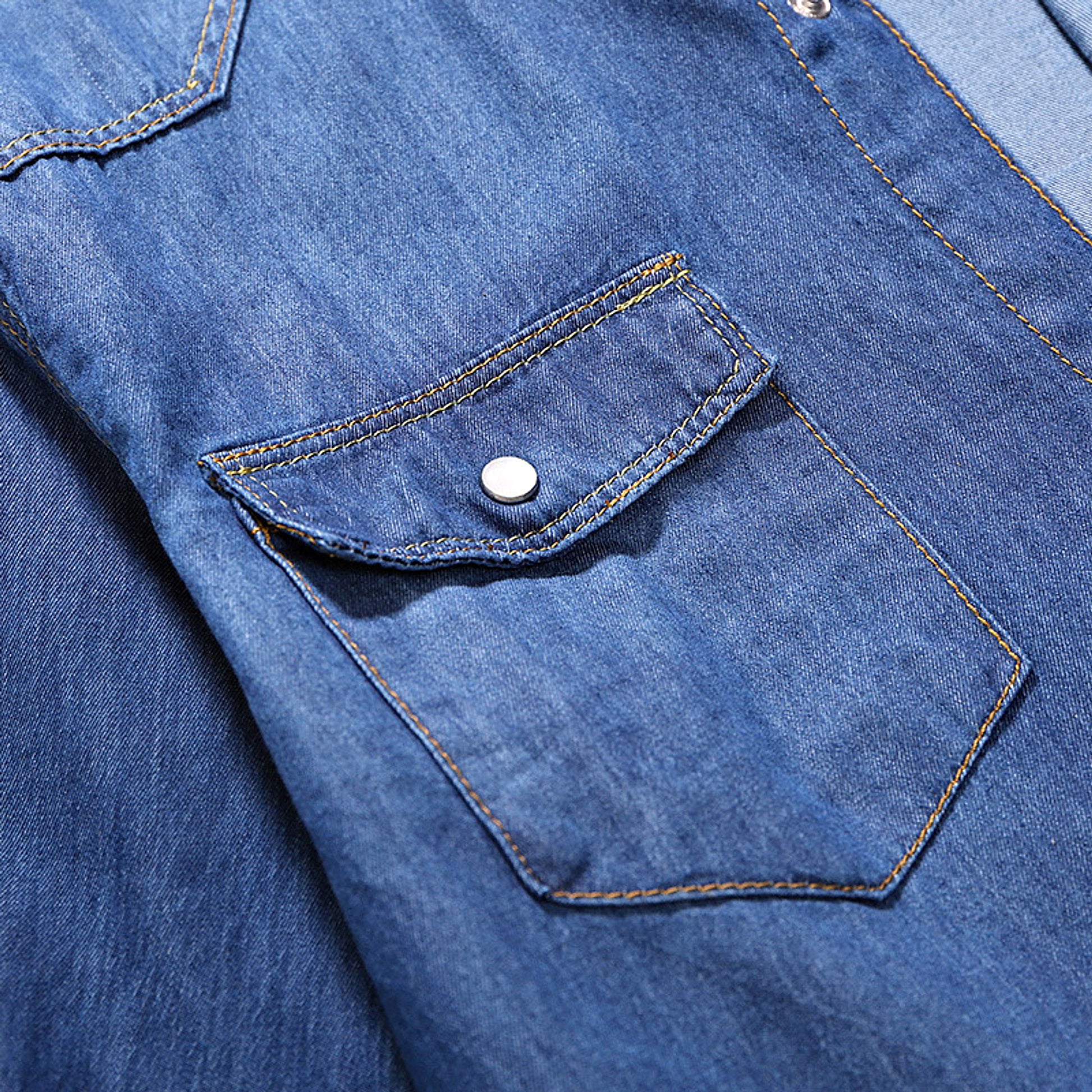 Men's Slim Fit Denim Long Sleeve DressShirt - enhanced image 4