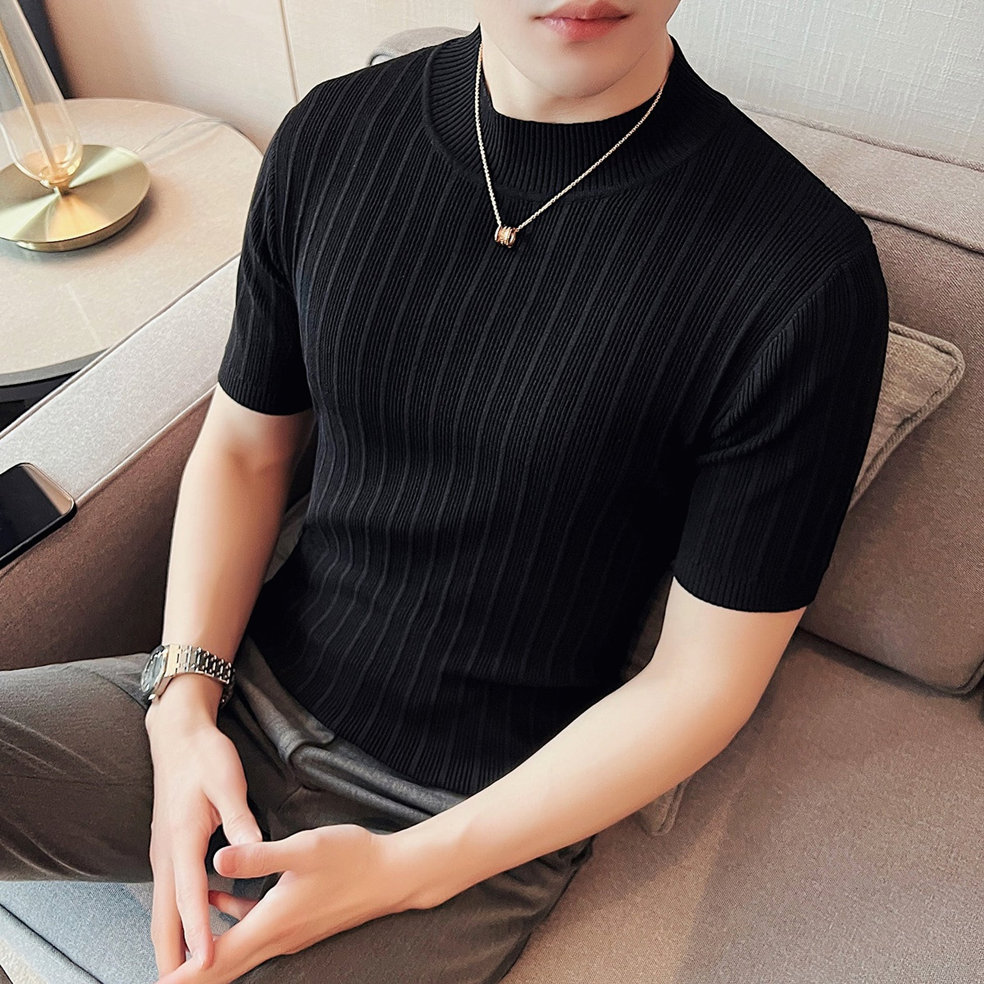 Men's Slim Fit Inner Layer With Bottom Top T-Shirt - enhanced image 4