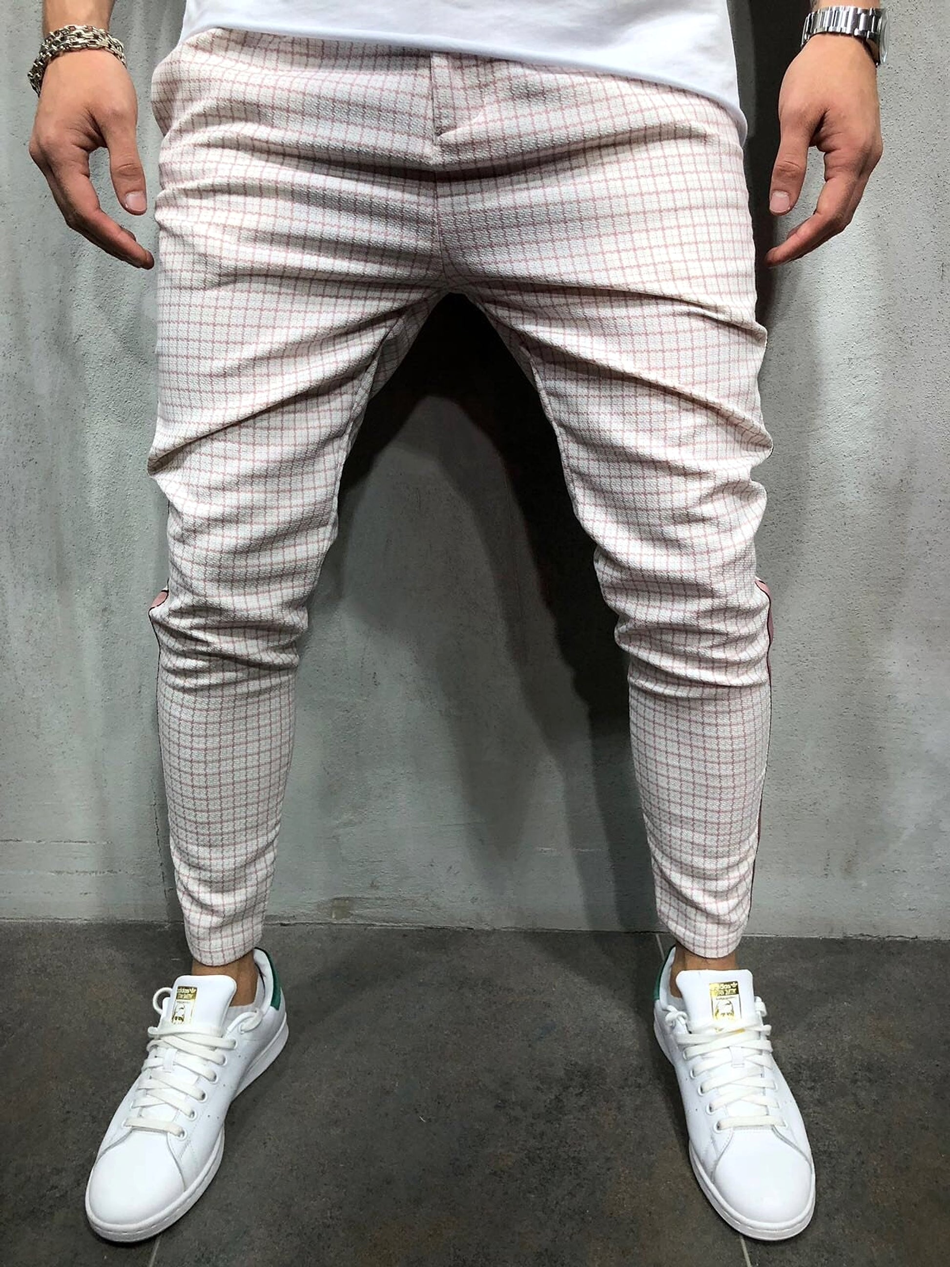 Men's Slim-fitting Cool Casual Sports Striped Side Ribbon Trousers (Jeans & Pants) - enhanced image 4
