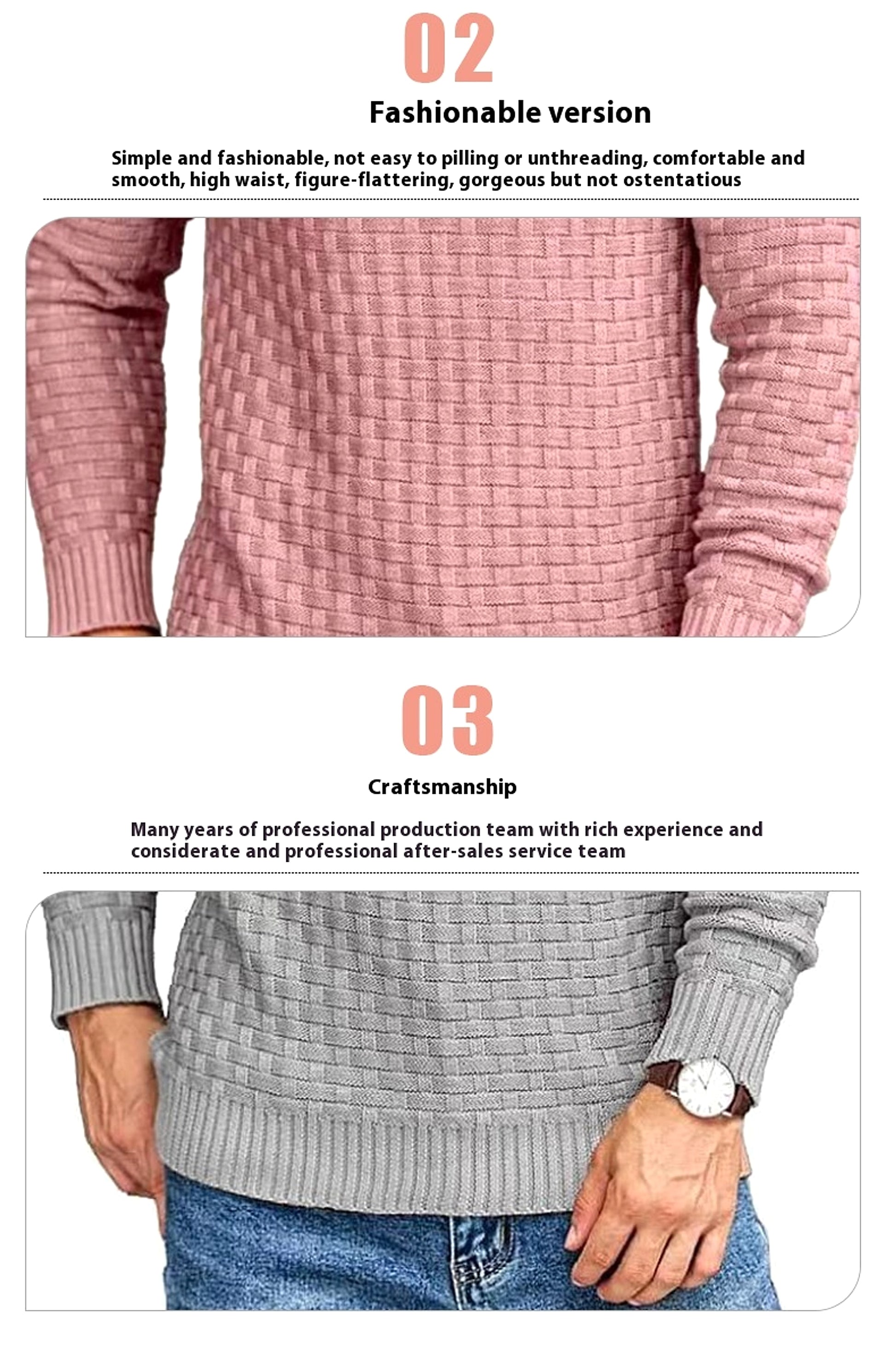 Chic Buttoned Slim Turtleneck Sweater for Men - enhanced image 4