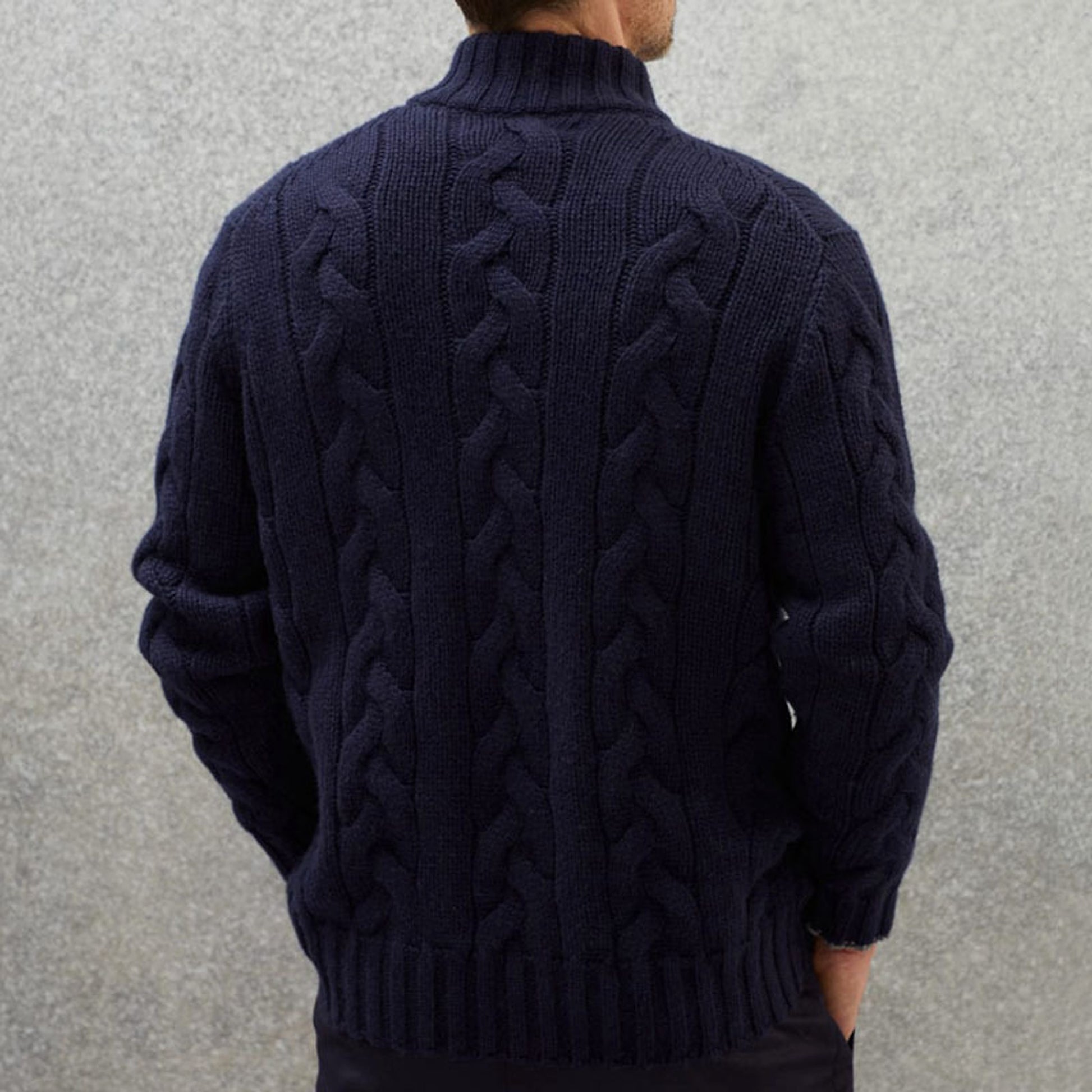 A.1 Men's Solid Color Zipper Knitted Jacket - enhanced image 4
