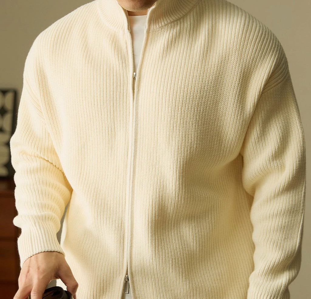 Men's Warm Stand Collar Knitted Cardigan - enhanced image 4