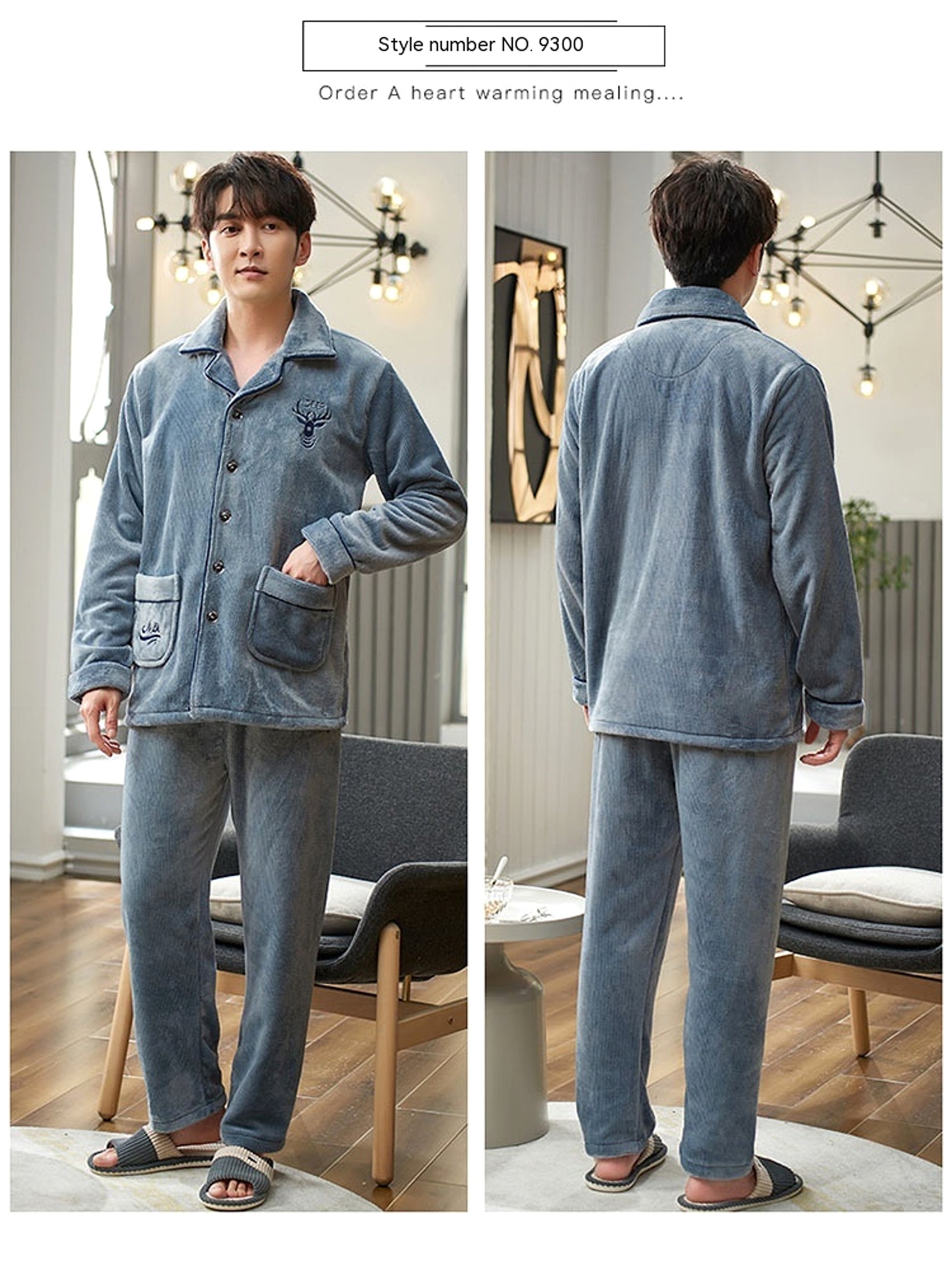 Men's Winter Flannel Pajamas Suit - enhanced image 4