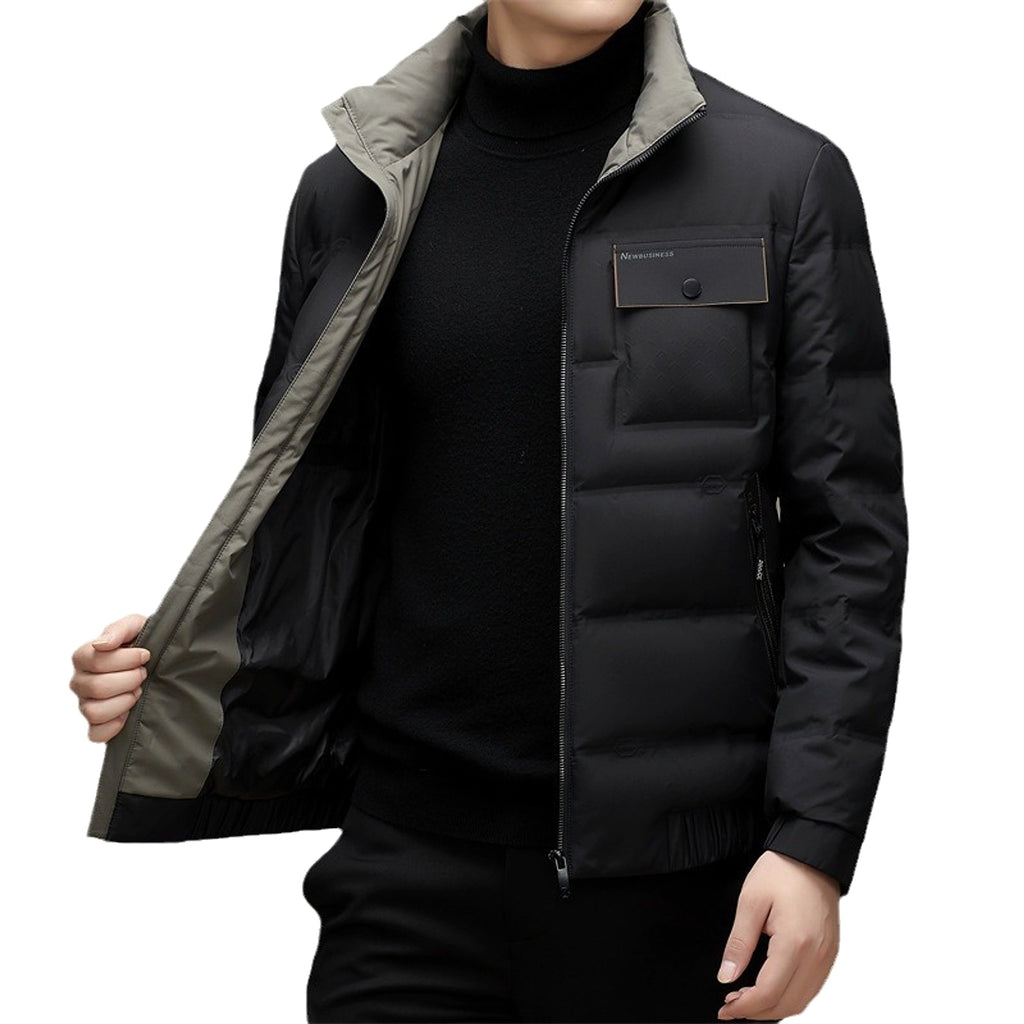 Men's Winter Stand Collar Short Thickened Warm Outdoor Down Jacket - enhanced image 4