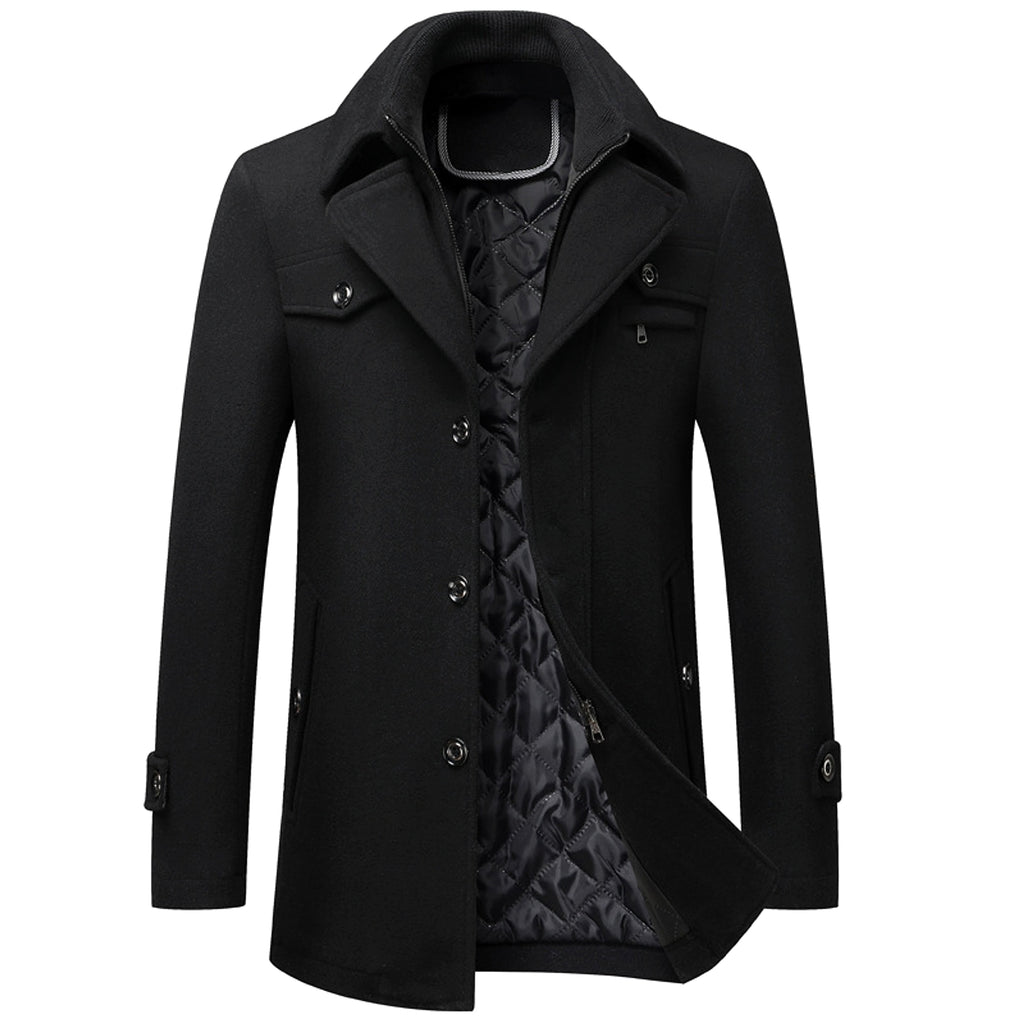 Men's Wool Woolen Thickened Overcoat Jacket - enhanced image 4