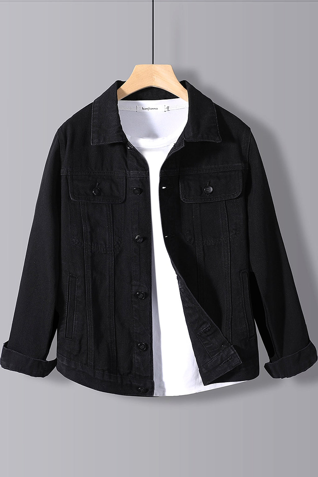 Men's Year Denim Clothes Black DressShirt - enhanced image 4