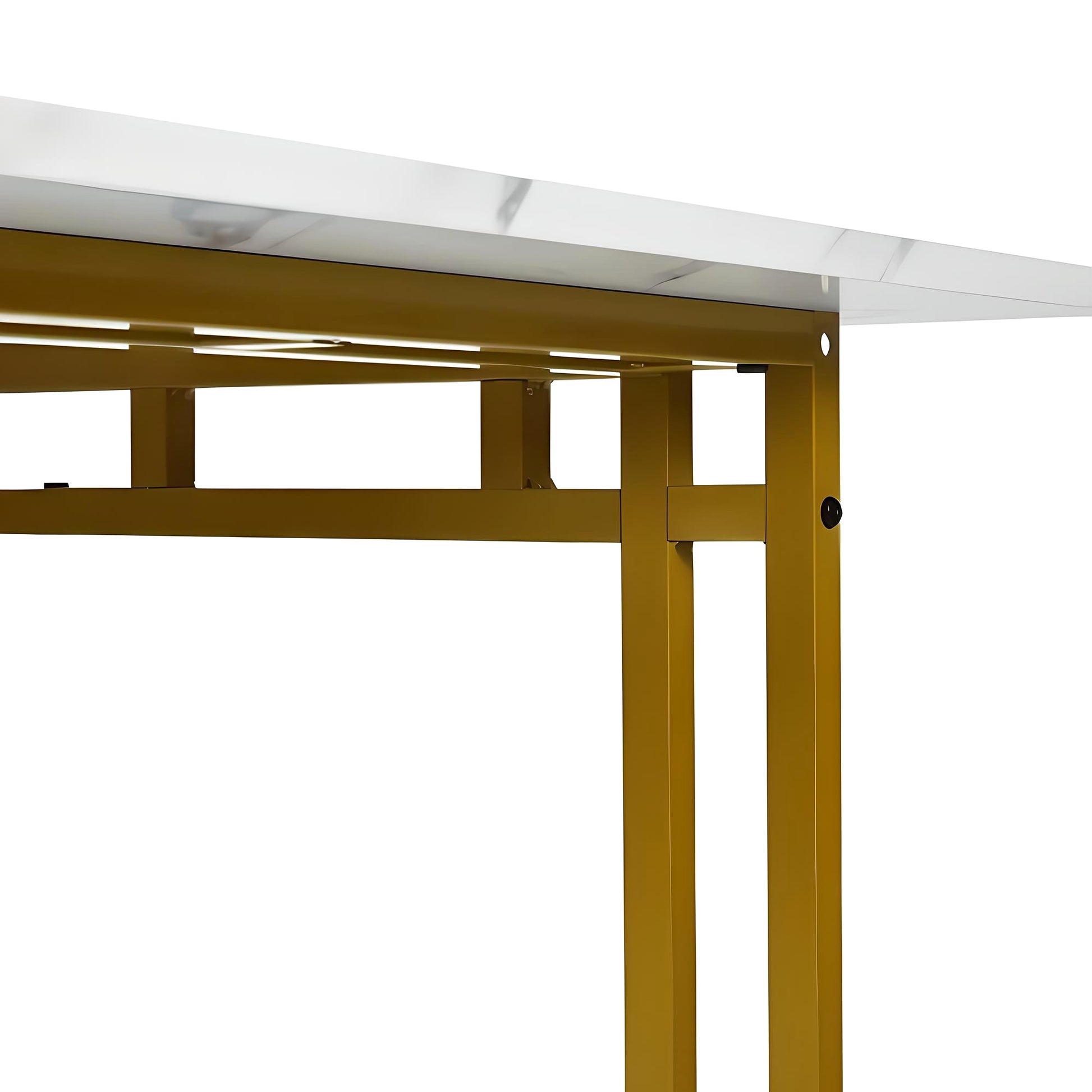 LuneluX_Home – Modern Rectangular Dining Table with Golden Metal Frame (120×70 cm) - enhanced image 4