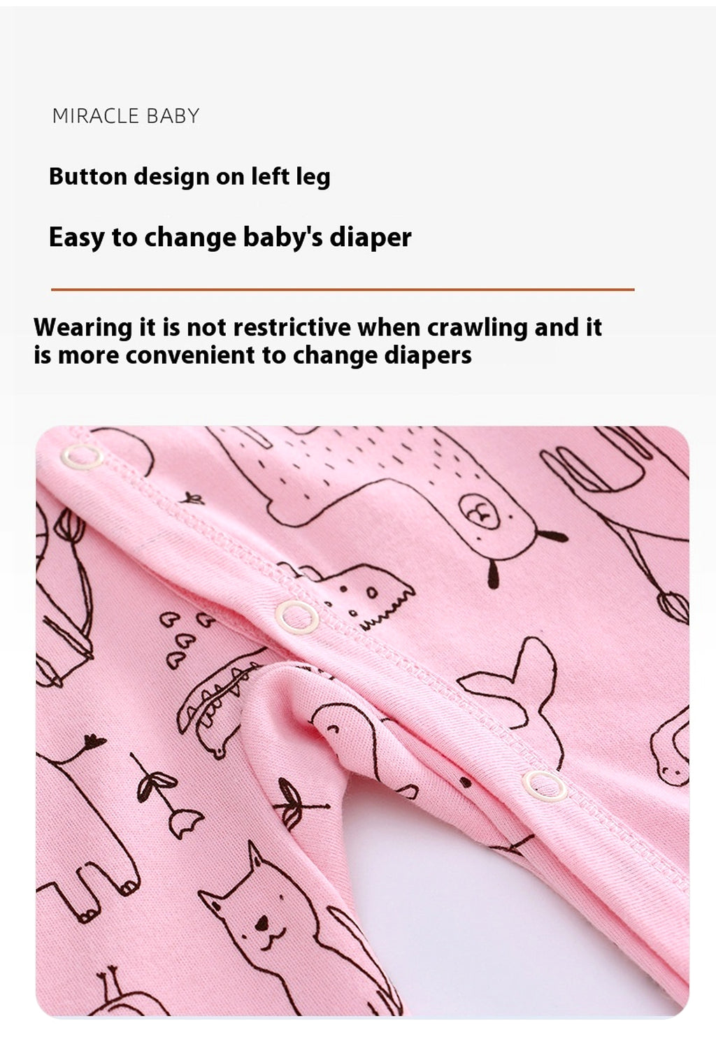 MiniSnug™ – Long Sleeve Baby Romper with Animal Print - enhanced image 4