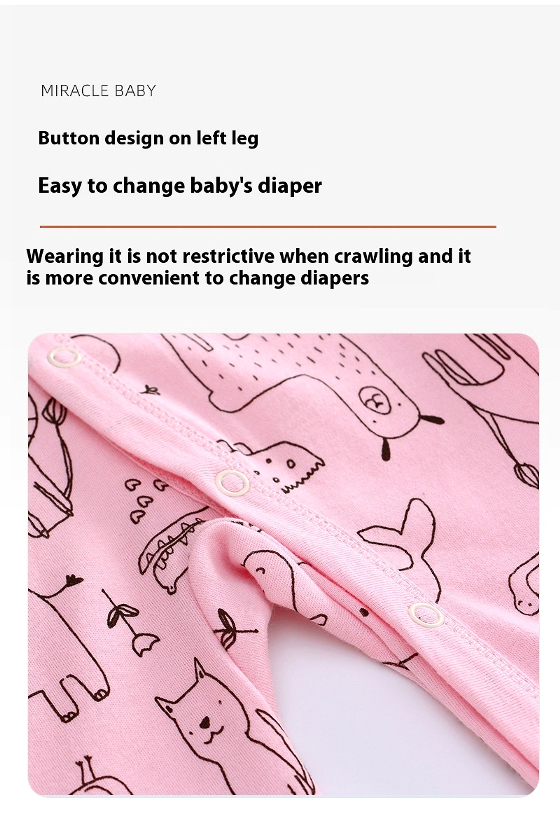 MiniSnug™ – Long Sleeve Baby Romper with Animal Print - enhanced image 4