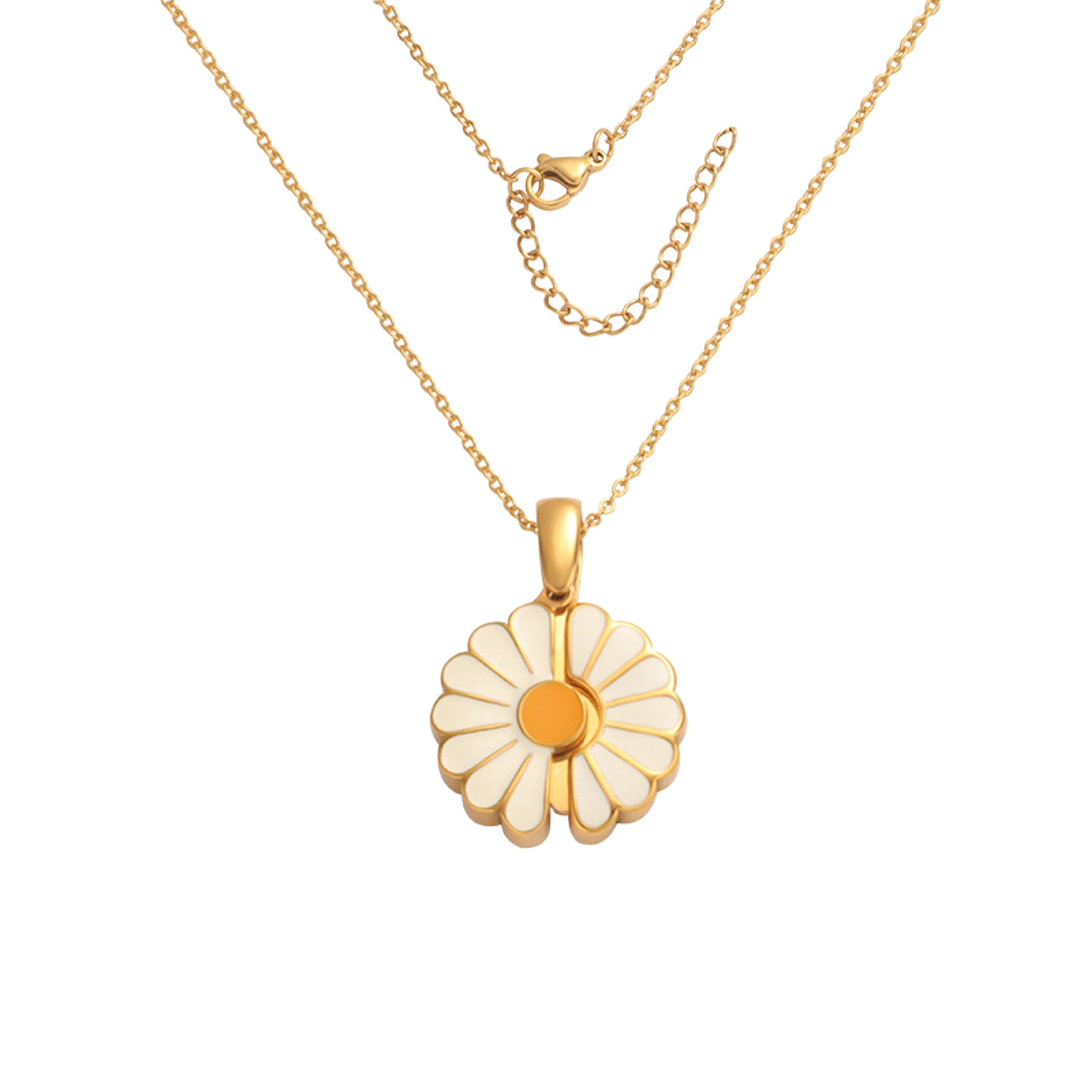 Mirror Stainless Steel Sunflower Pendant Necklace - enhanced image 4