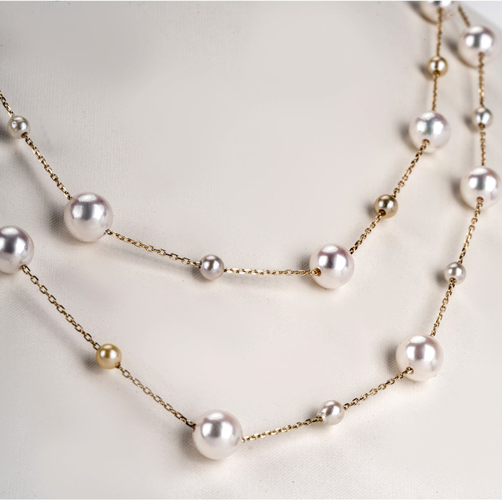 Mixed Color Star Pearl Sweater Necklace - enhanced image 4