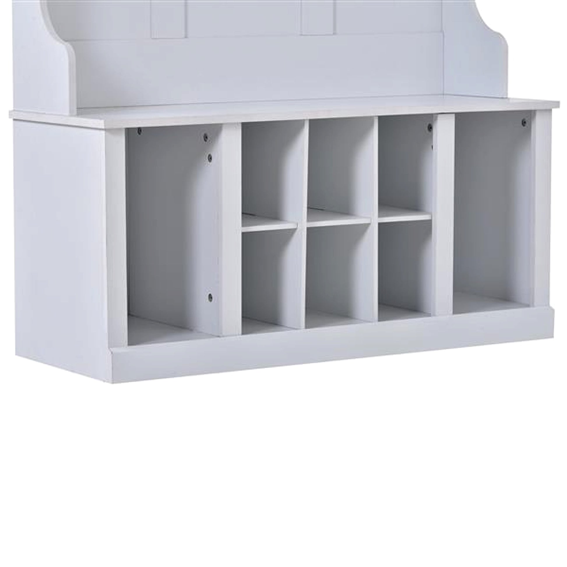 LuneluX_Home – Modern Farmhouse Hall Tree with Storage Bench & Hooks (White) - enhanced image 4
