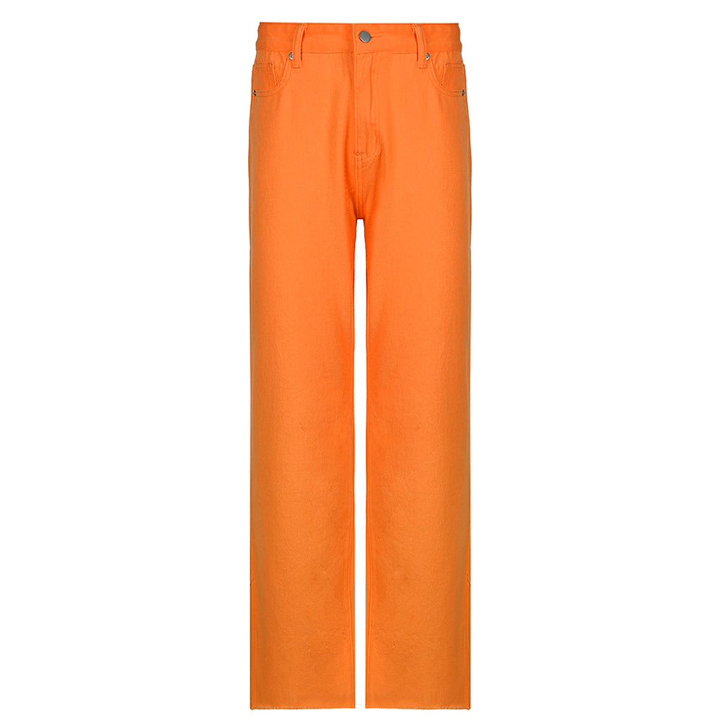 Net Red Colored High-Waist Jeans Women - enhanced image 4