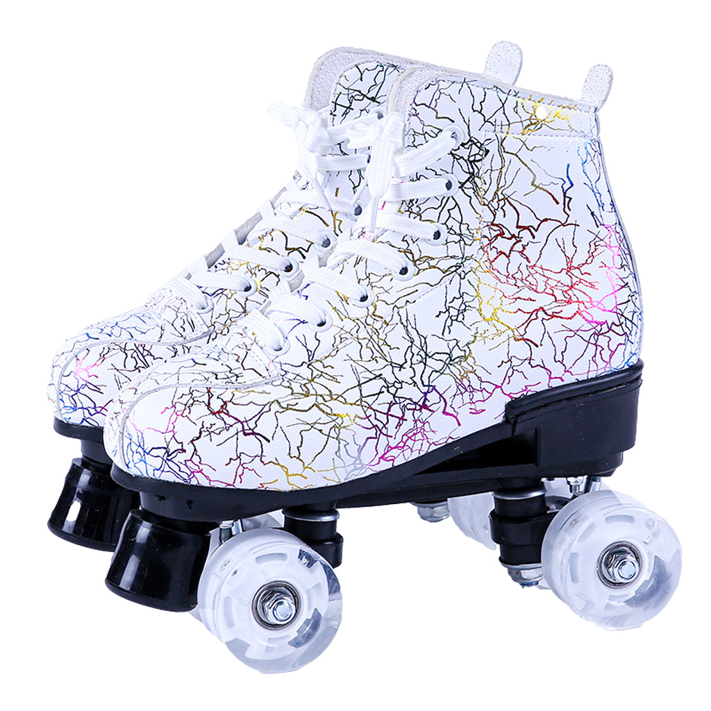 New Black And White Double Row Skates Adult Flash Roller Skates Skating Rink Cross Exclusively For Roller Skates - enhanced image 4