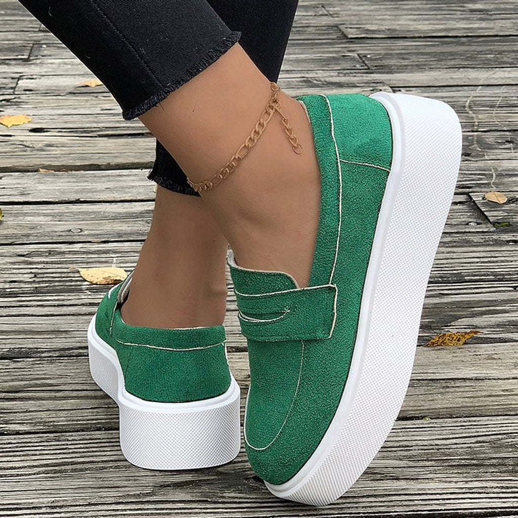 New Loafers Platform Round Toe Slip-on Shoes For Women Outdoor Casual Walking Shoes - enhanced image 4