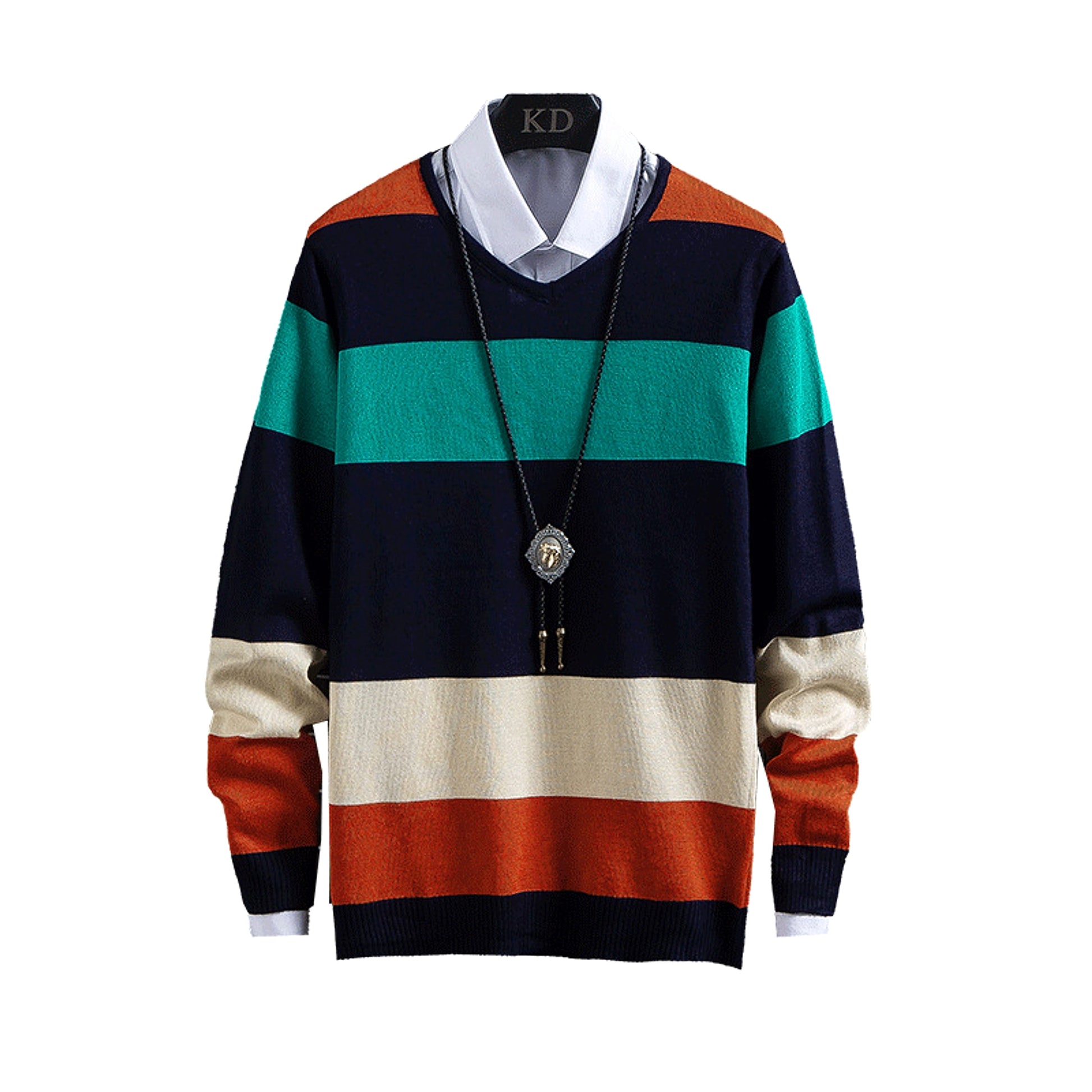 New Thin Color-Blocking Round Neck Men's Casual Sweater - enhanced image 4