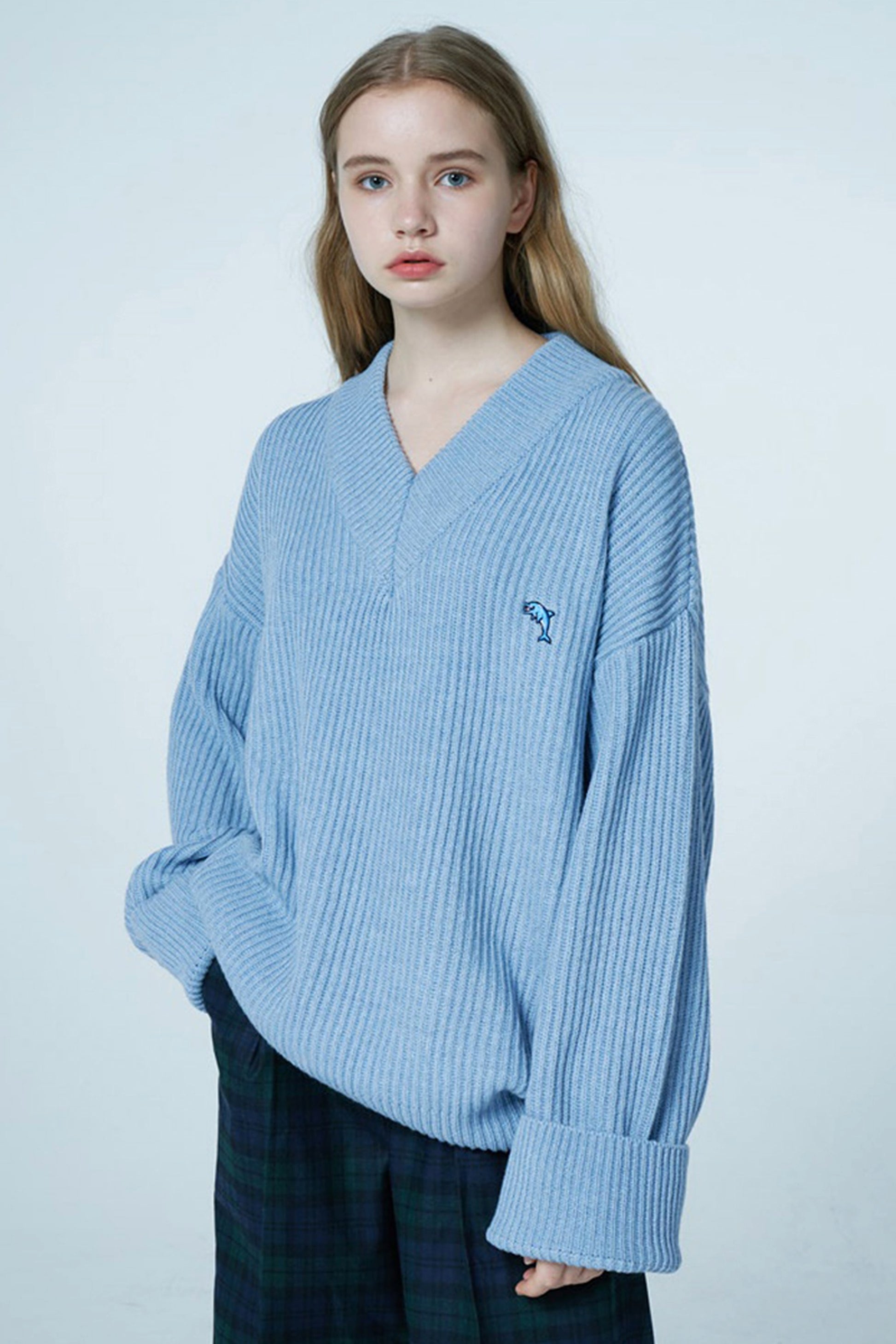 New V-neck Sweater Women Loose-fitting Outer Top - enhanced image 4