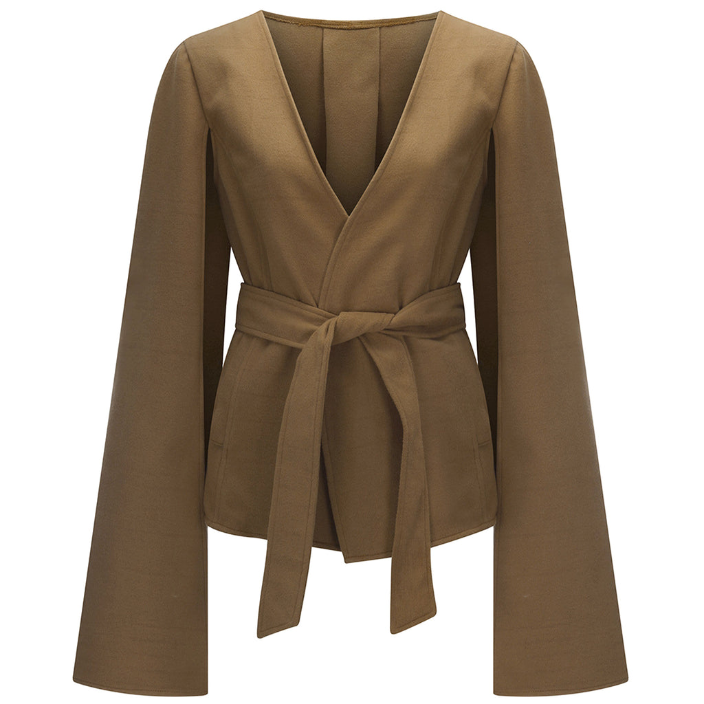 Women's Pure Color Slim Fit Woolen Coat Jacket - enhanced image 4