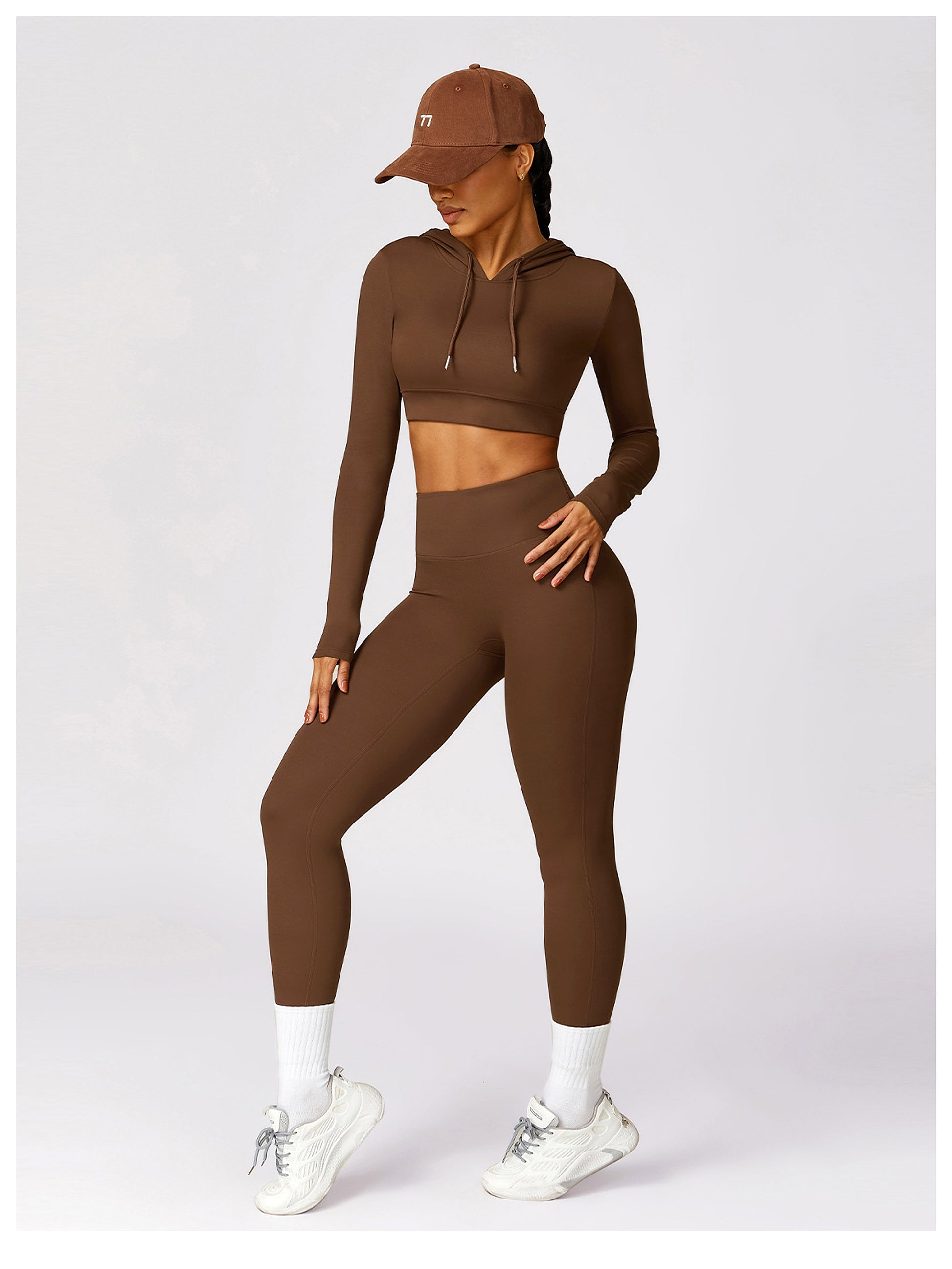 Outdoor Running Hooded Top Yoga Leggings - enhanced image 4
