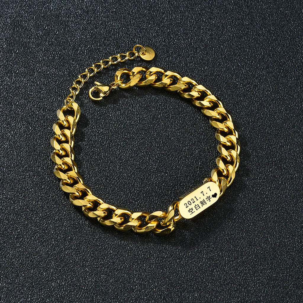 Oval Men's Engraved Bracelet DIY Personality - enhanced image 4
