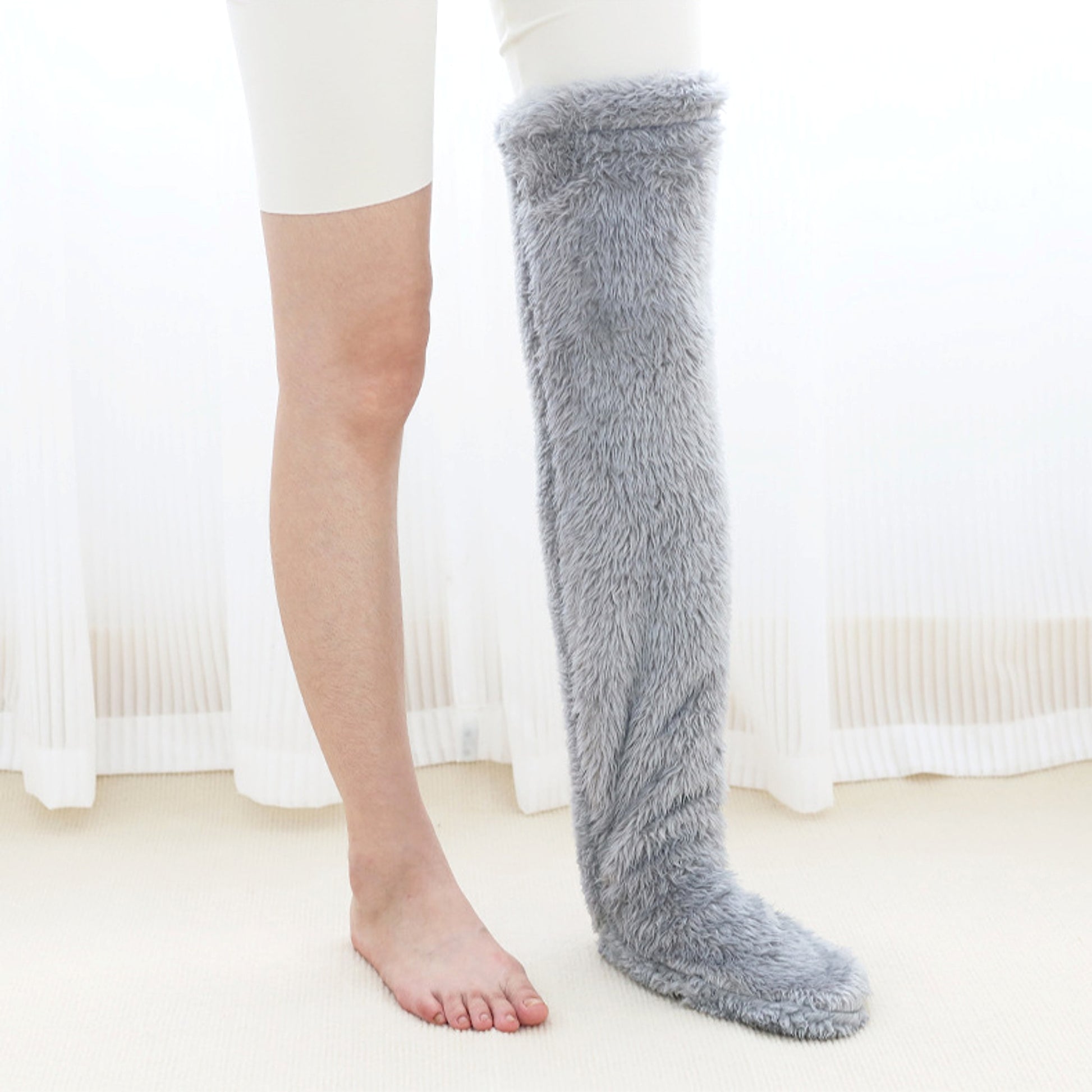 Over Knee High Fuzzy Long Socks Winter Warm Cold Leg Knee Joint Cold-proof Stockings Home Floor Sleeping Socks - enhanced image 4