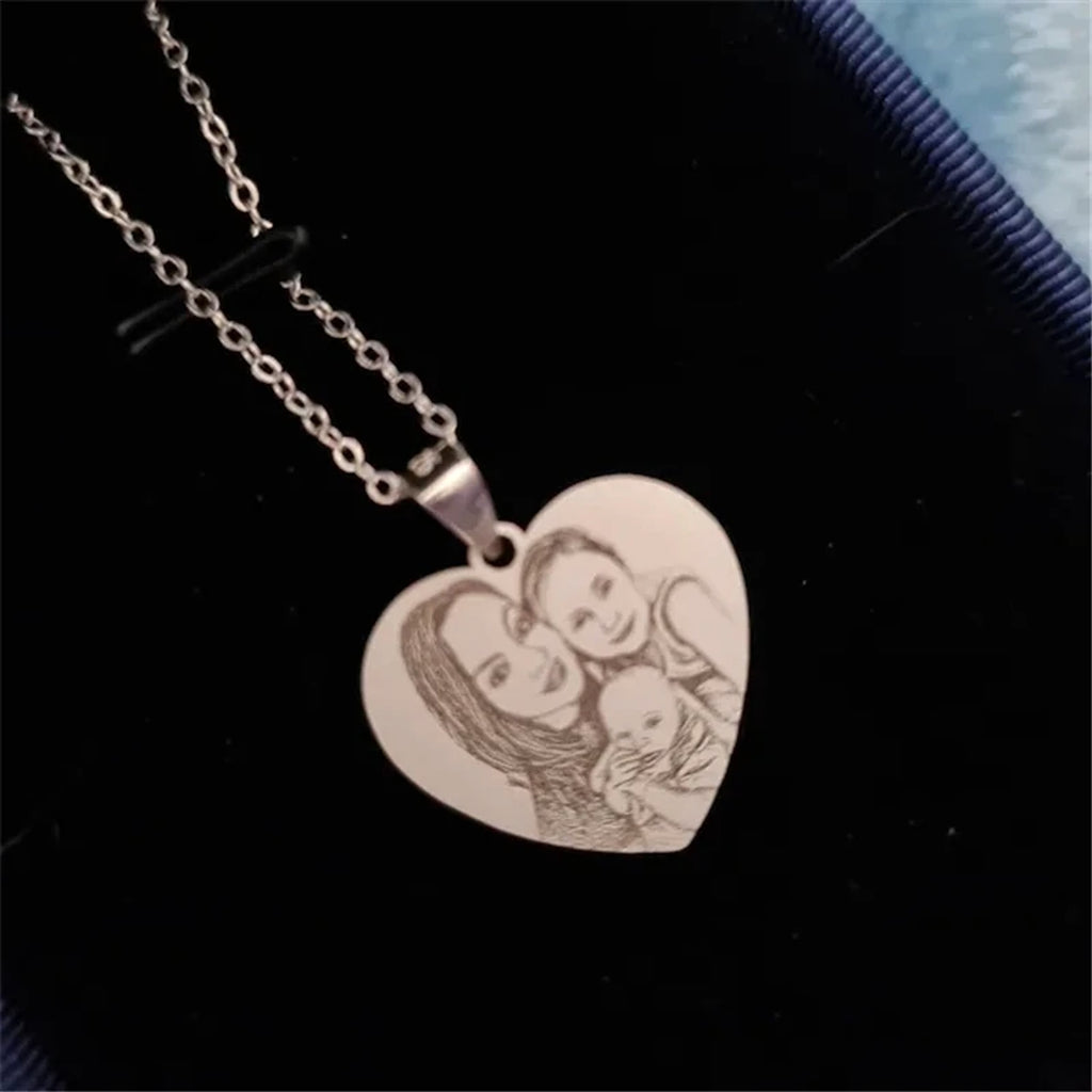 Pattern Photo Carving Personality DIY Titanium Steel Necklace - enhanced image 4