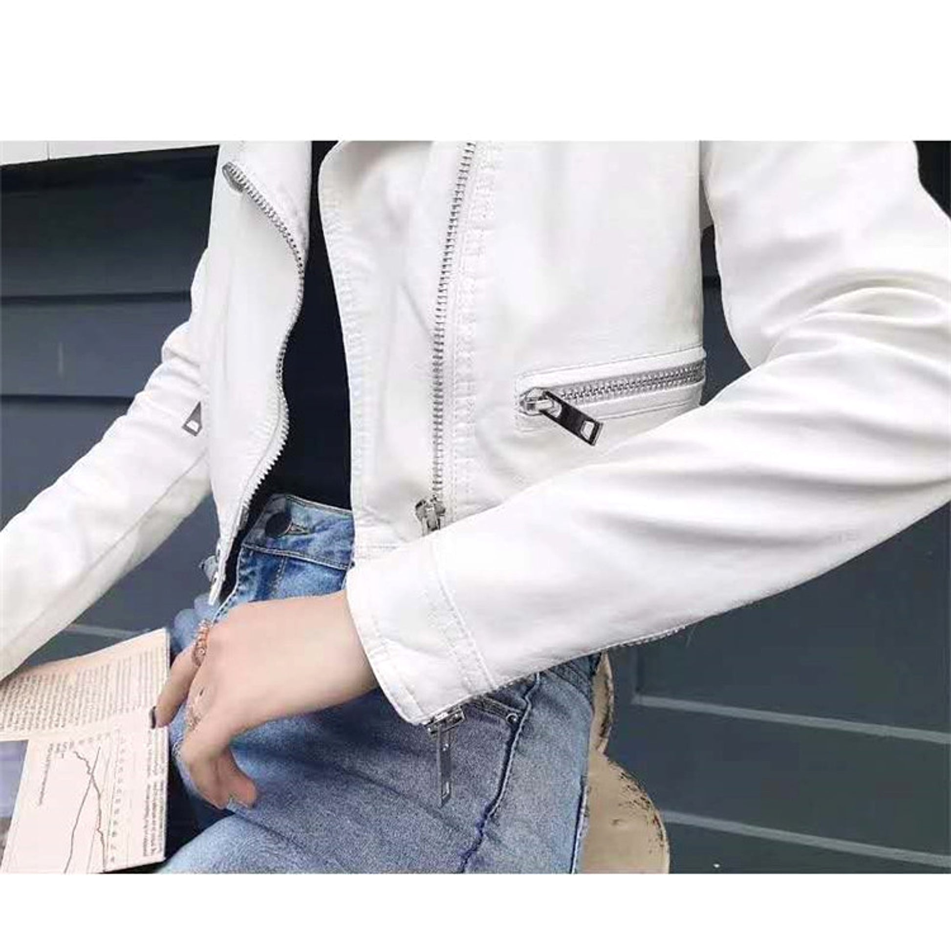Perfect Biker Style – Slim Fit Faux Leather Jacket - enhanced image 4