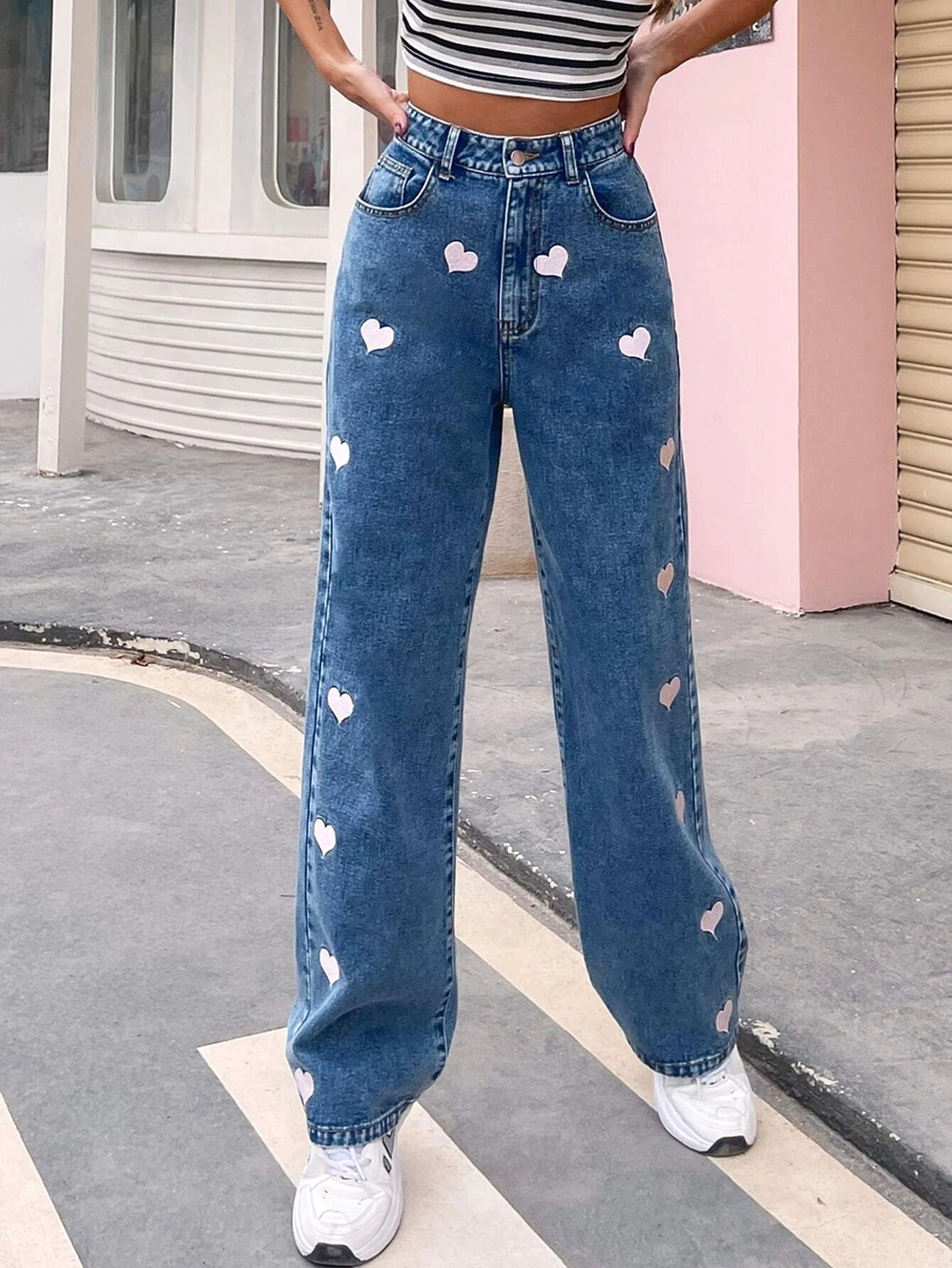 Personalized Graffiti Print Straight-Leg Jeans – Urban Art Meets Denim - enhanced image 4