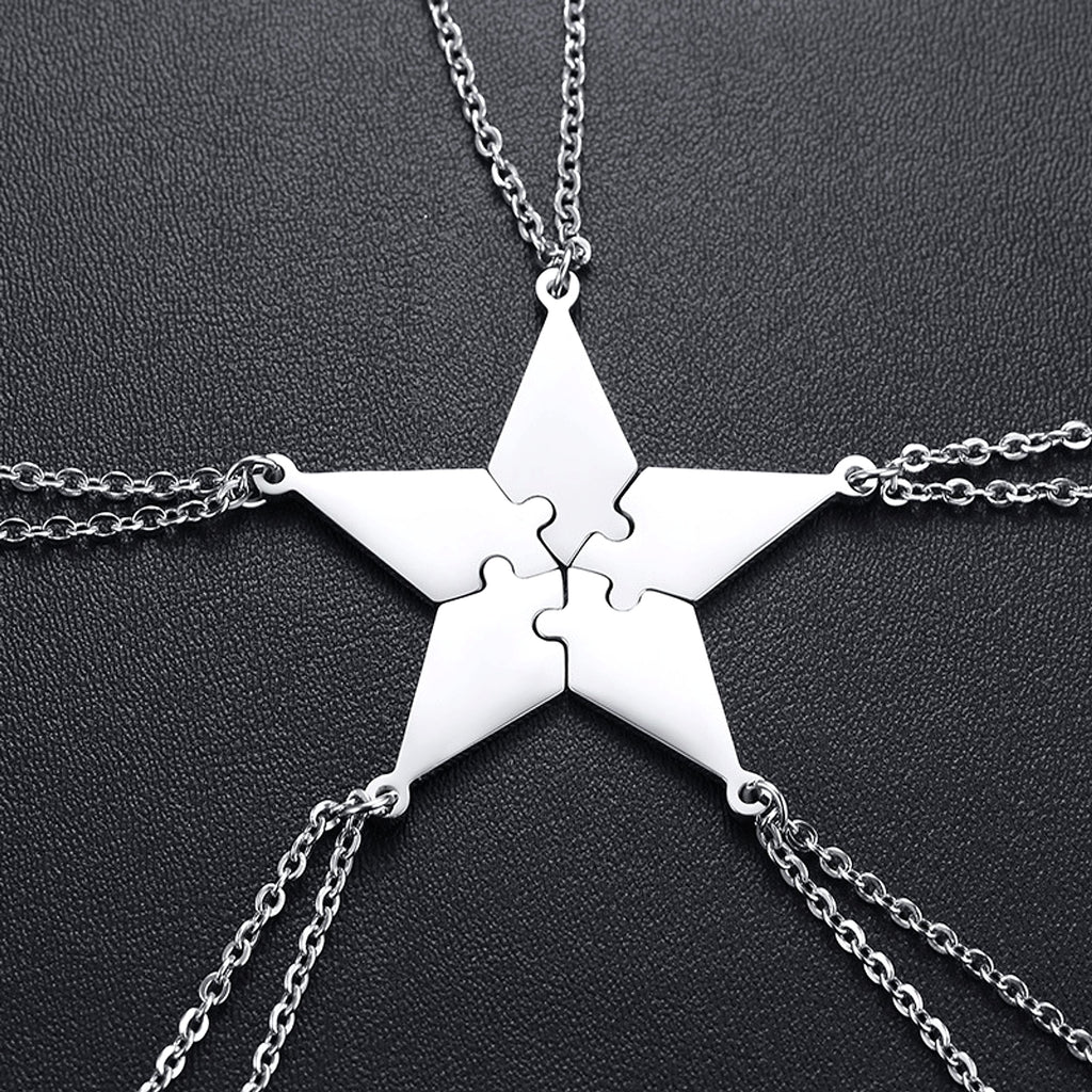 Personalized Pendant Titanium Steel Five-pointed Star Necklace DIY Lettering Present - enhanced image 4