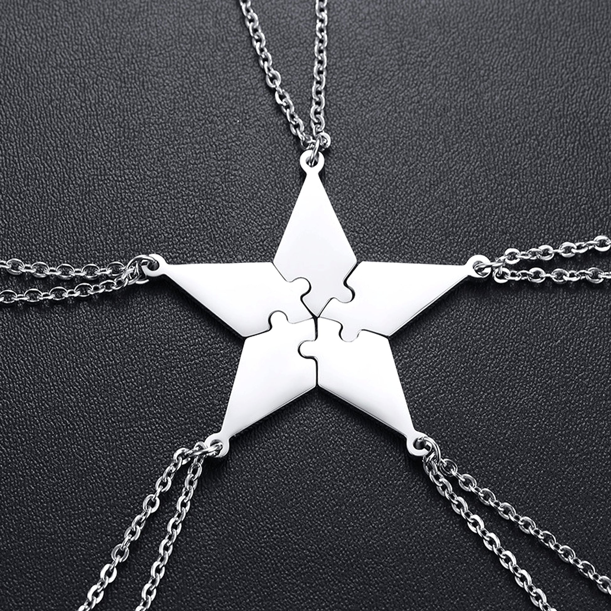 Personalized Pendant Titanium Steel Five-pointed Star Necklace DIY Lettering Present - enhanced image 4