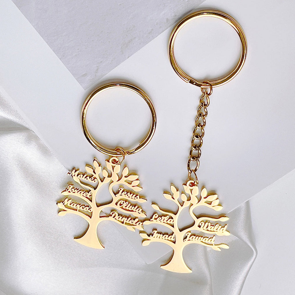 Personalized Tree of Life Keychain – Custom Stainless Steel Name Keyring - enhanced image 4