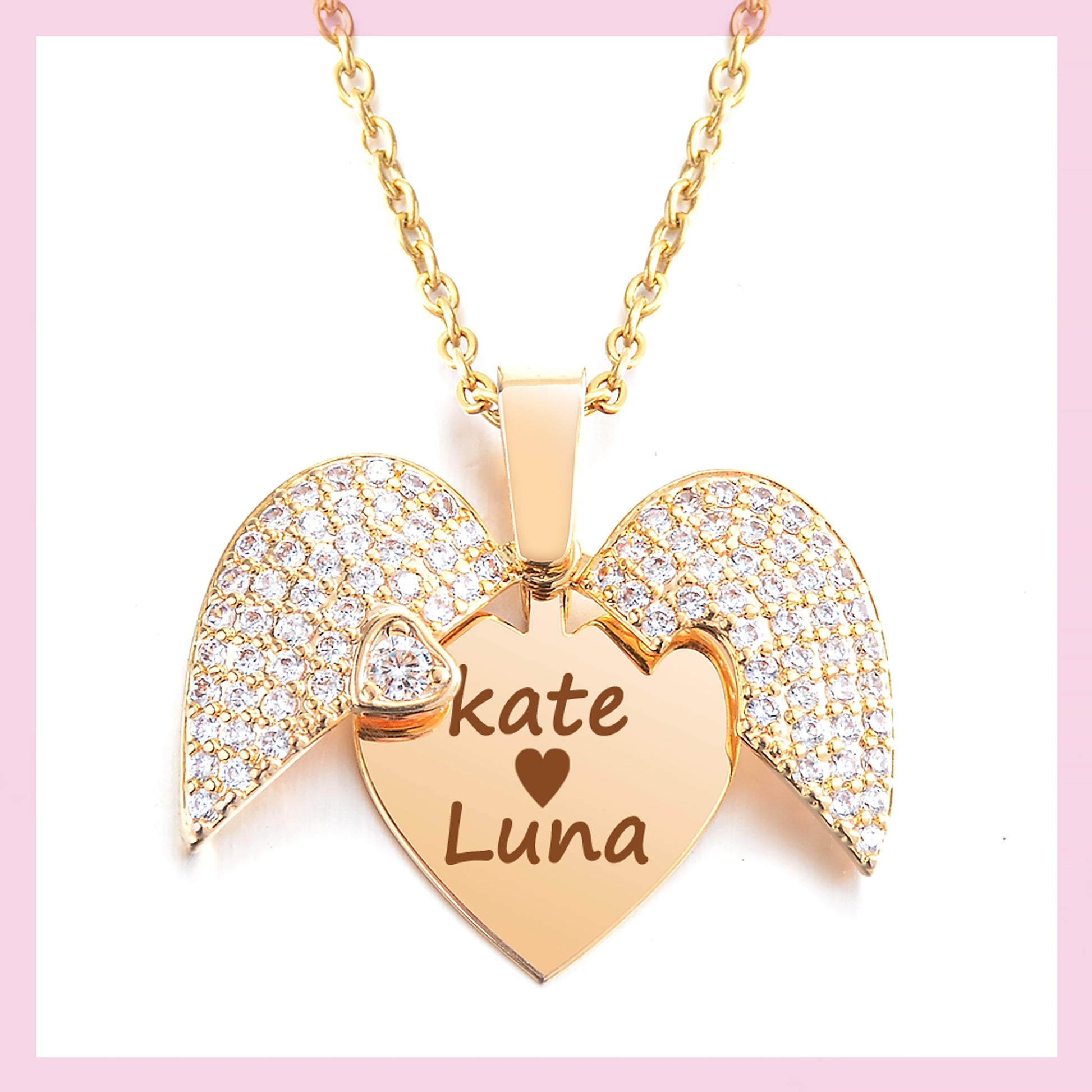 Personalized Women Chain Necklace Custom Engraved Heart Name - enhanced image 4