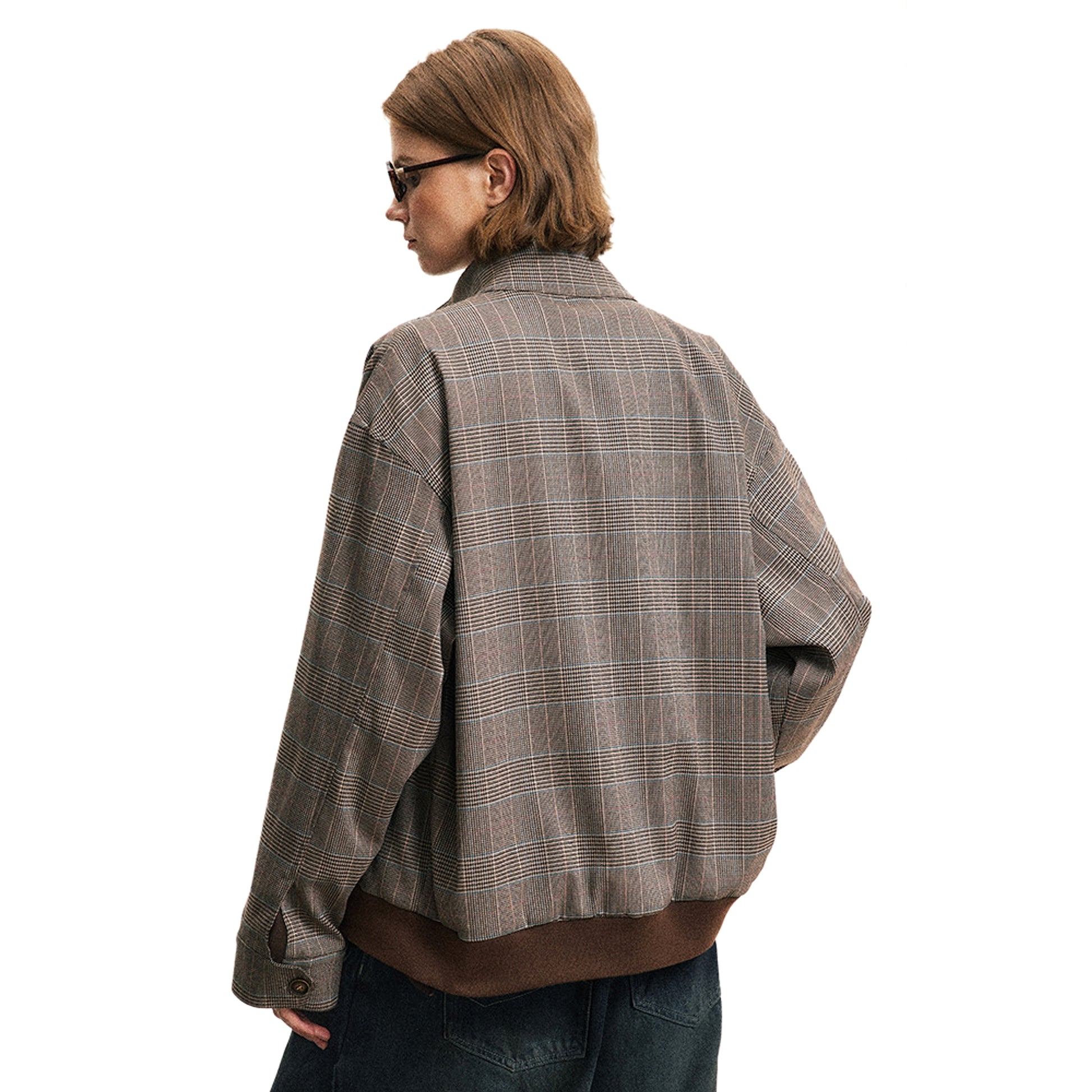 Plaid Loose-fitting Stand-up Collar Jacket Men And Women - enhanced image 4