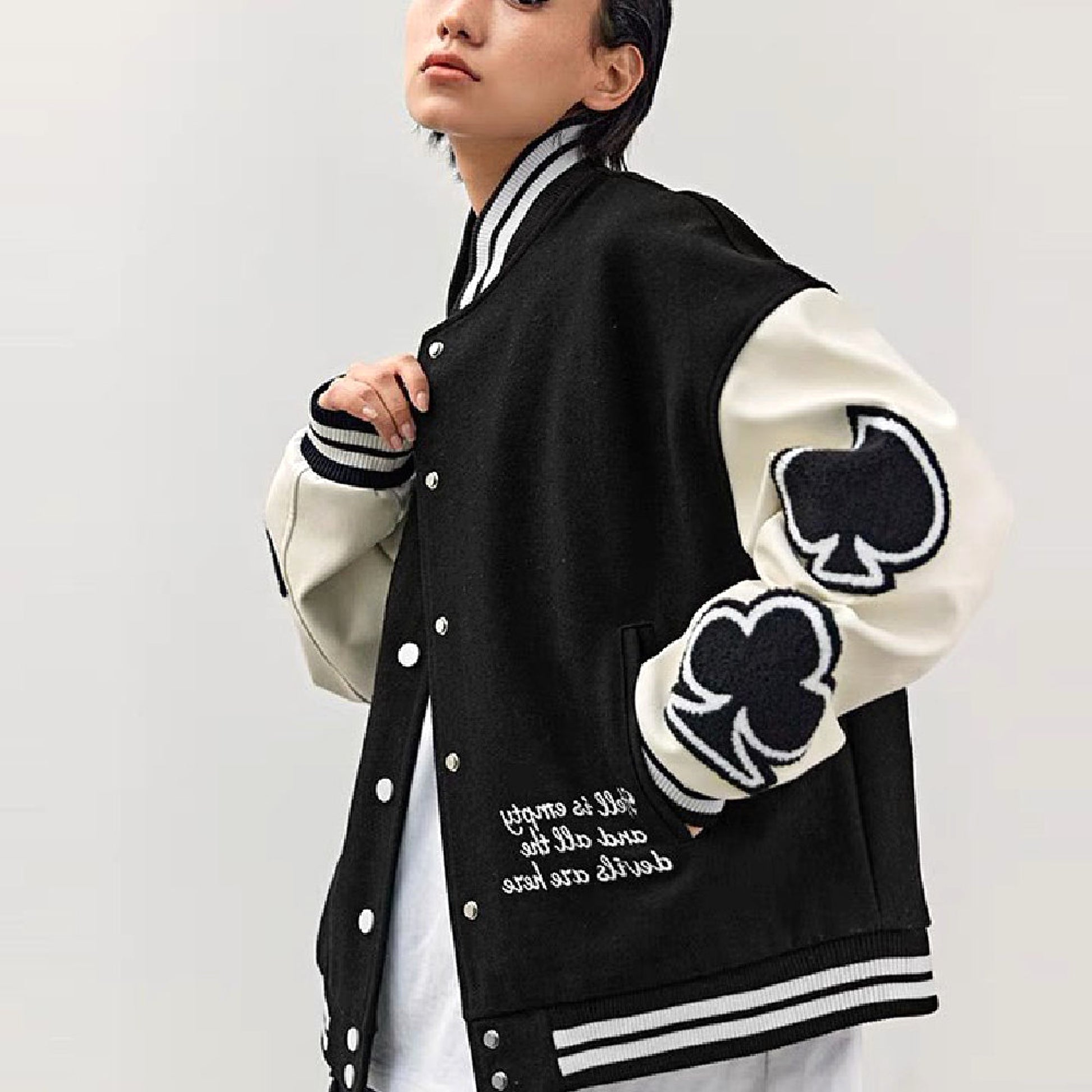 Poker Embroidered Baseball Jacket Men - enhanced image 4