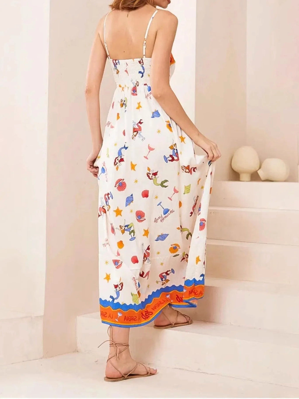 Printed Square Neck Summer Cami Dress - enhanced image 4