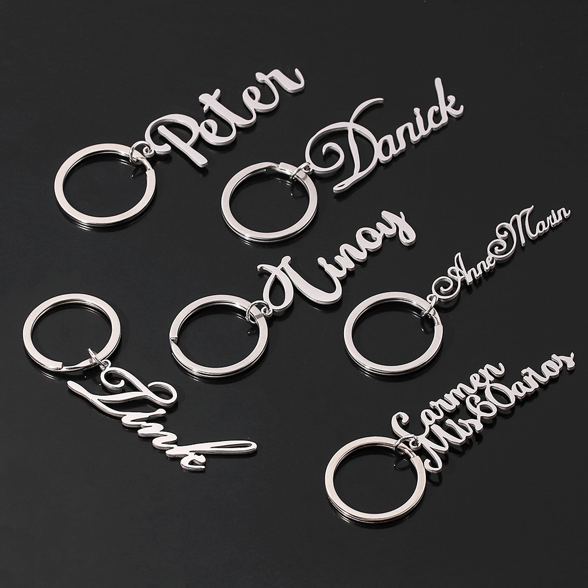 Personalized Stainless Steel Name Keychain – Custom Letter Pendant Gift - enhanced image 4