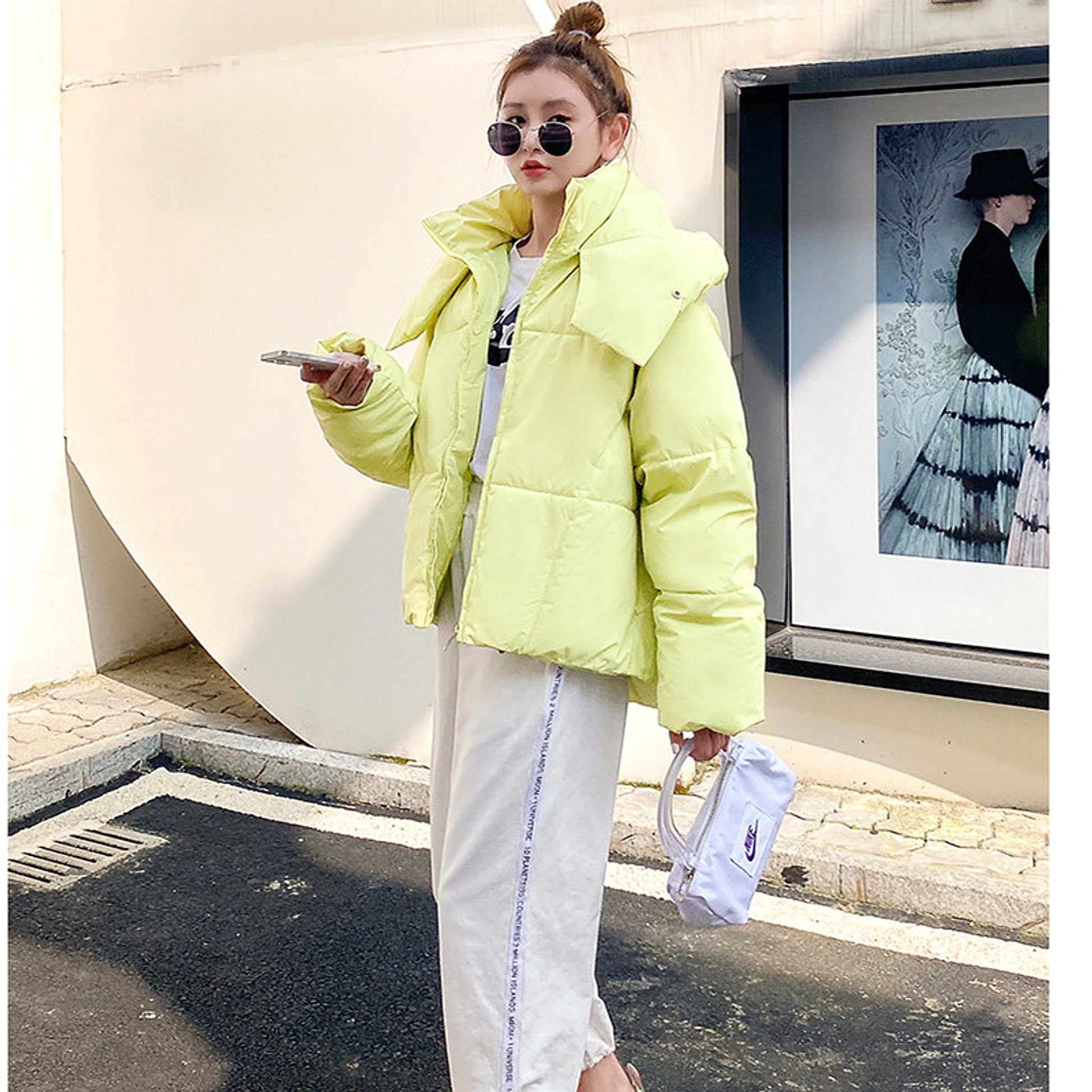 Puffy Hooded Bread Short Cotton-padded Jacket For Women Thick Loose - enhanced image 4