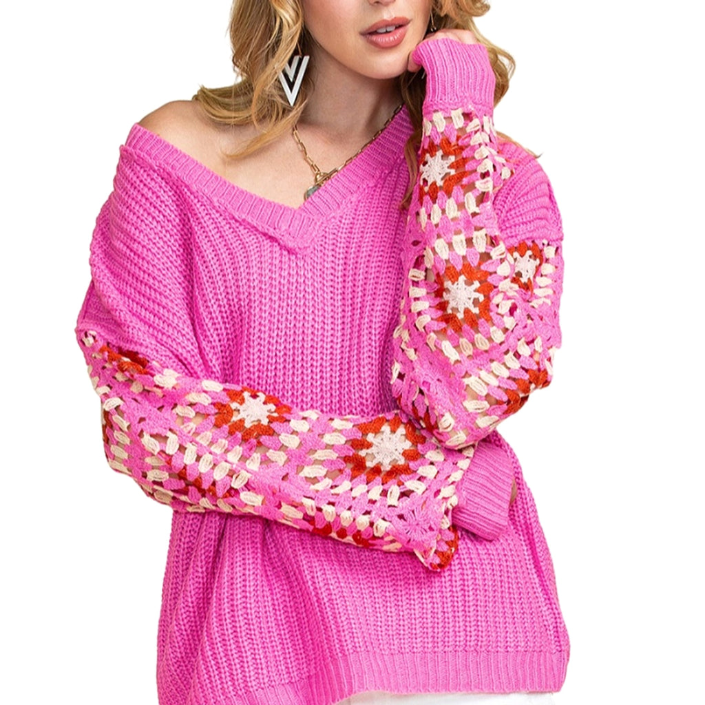 Pullover Long Sleeve Top Women's Casual All-match Crocheted Knitted Sweater - enhanced image 4