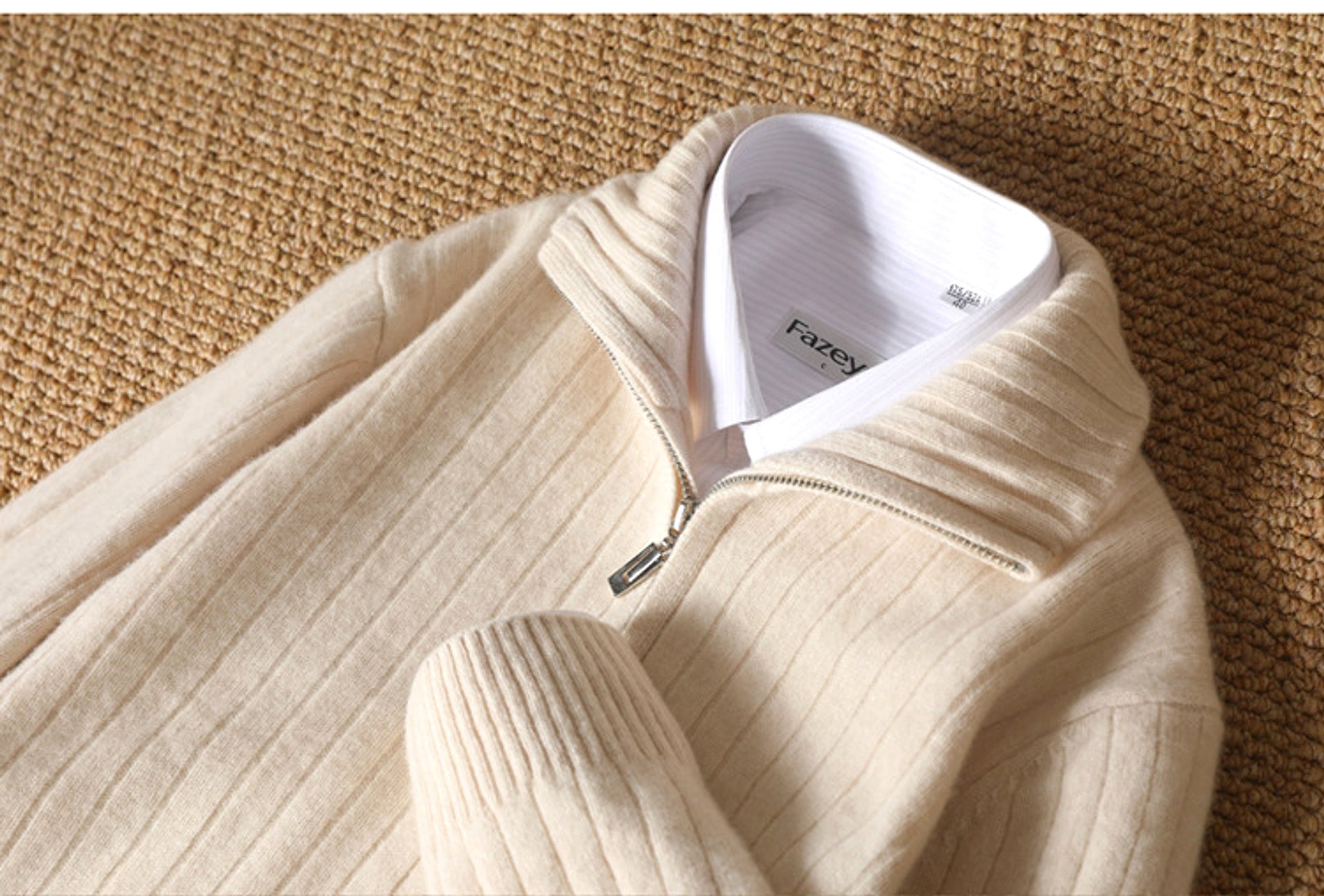 Pure Wool Sweater Men's Lapel Full Zipper - enhanced image 4