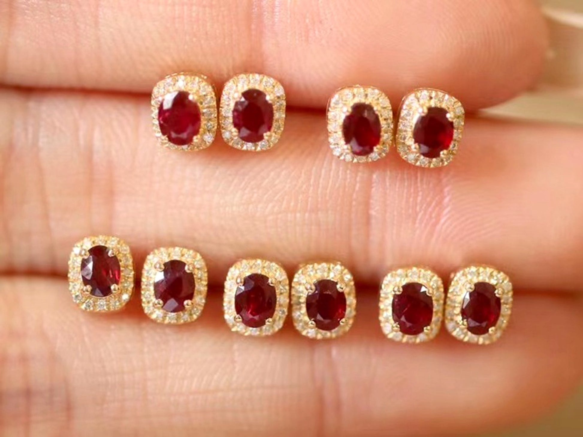 ❤️‍🔥 HF™ – Pigeon Ruby Studs | 18K Royal Edition - enhanced image 4