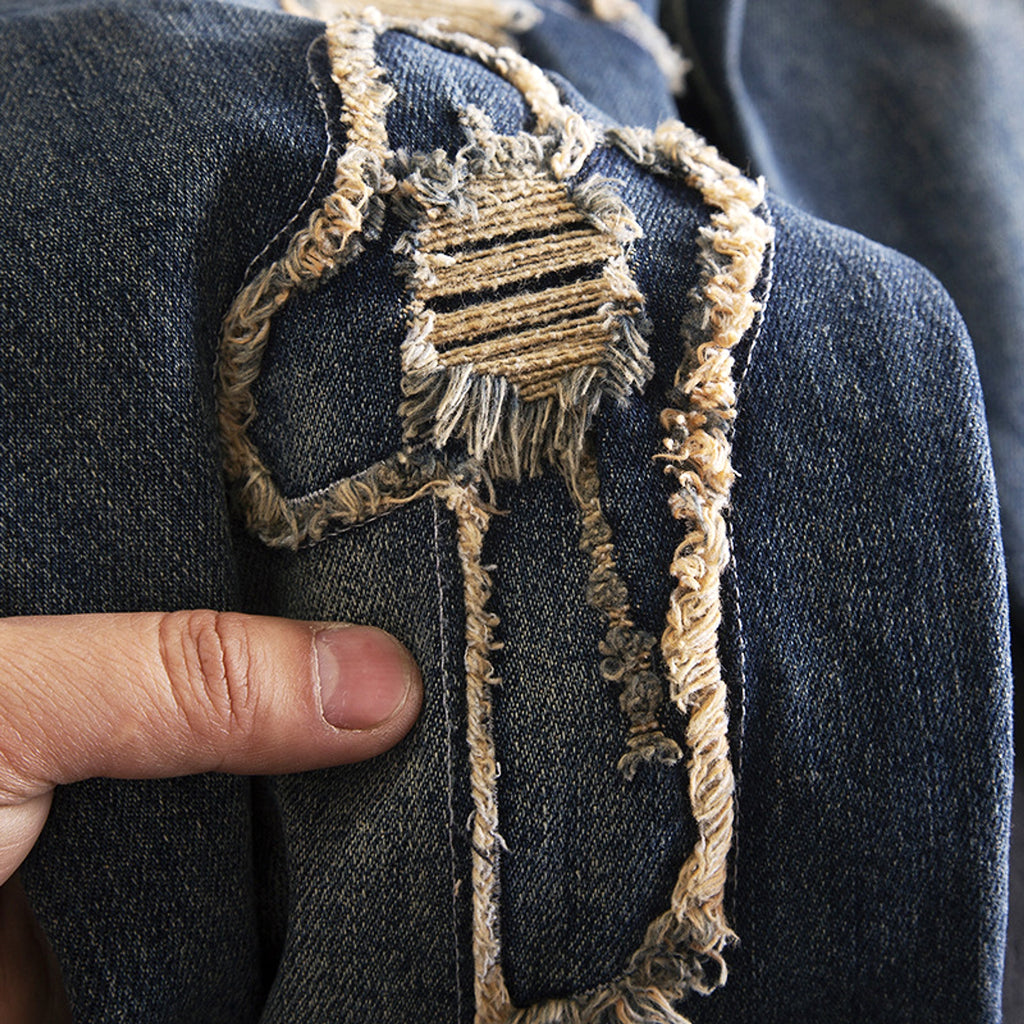 Retro Fashion And Personalized Ripped Jeans For Men - enhanced image 4